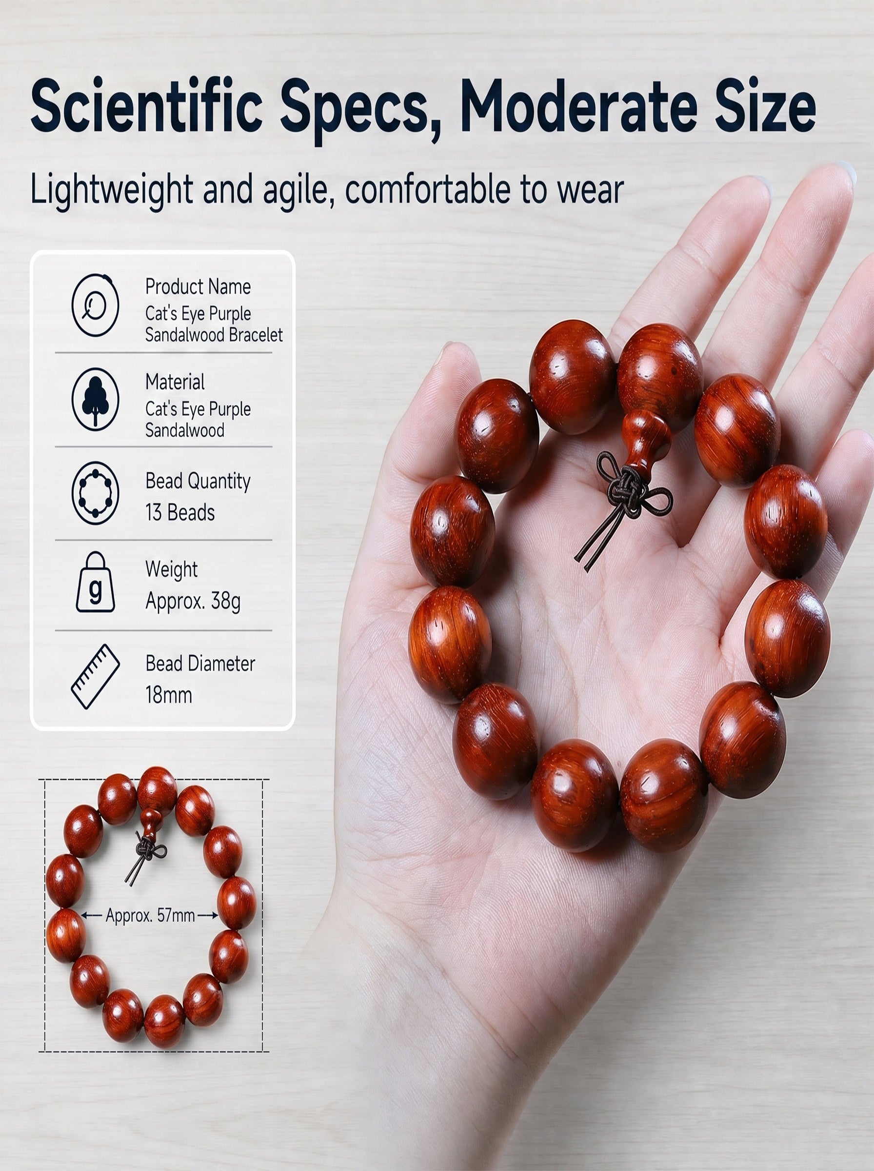 Exotic Cat's Eye Chatoyant Sandalwood Bracelet | SUBVIBE