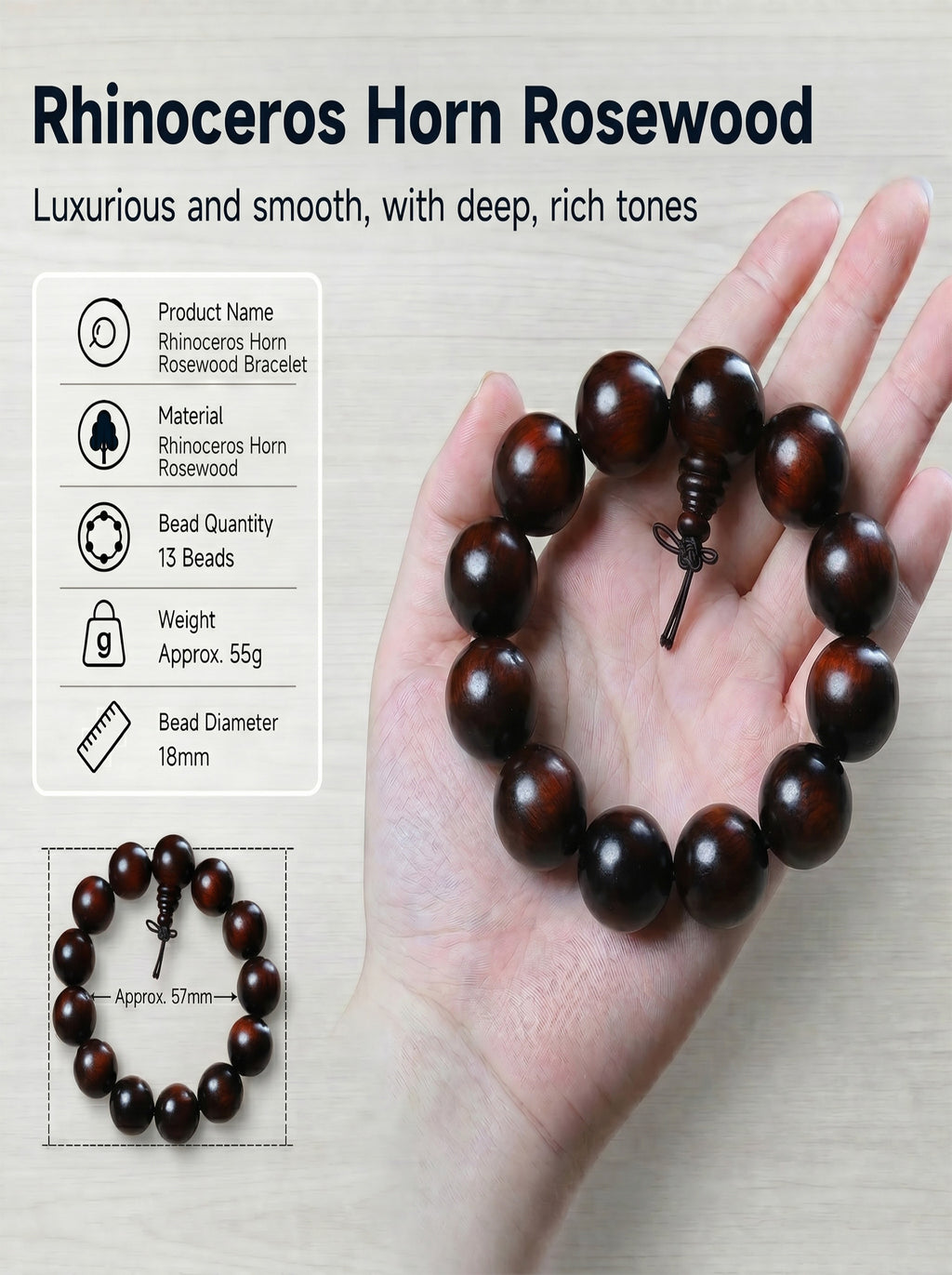 Ultra-Dense Rhinoceros Horn Sandalwood Bracelet | SUBVIBE