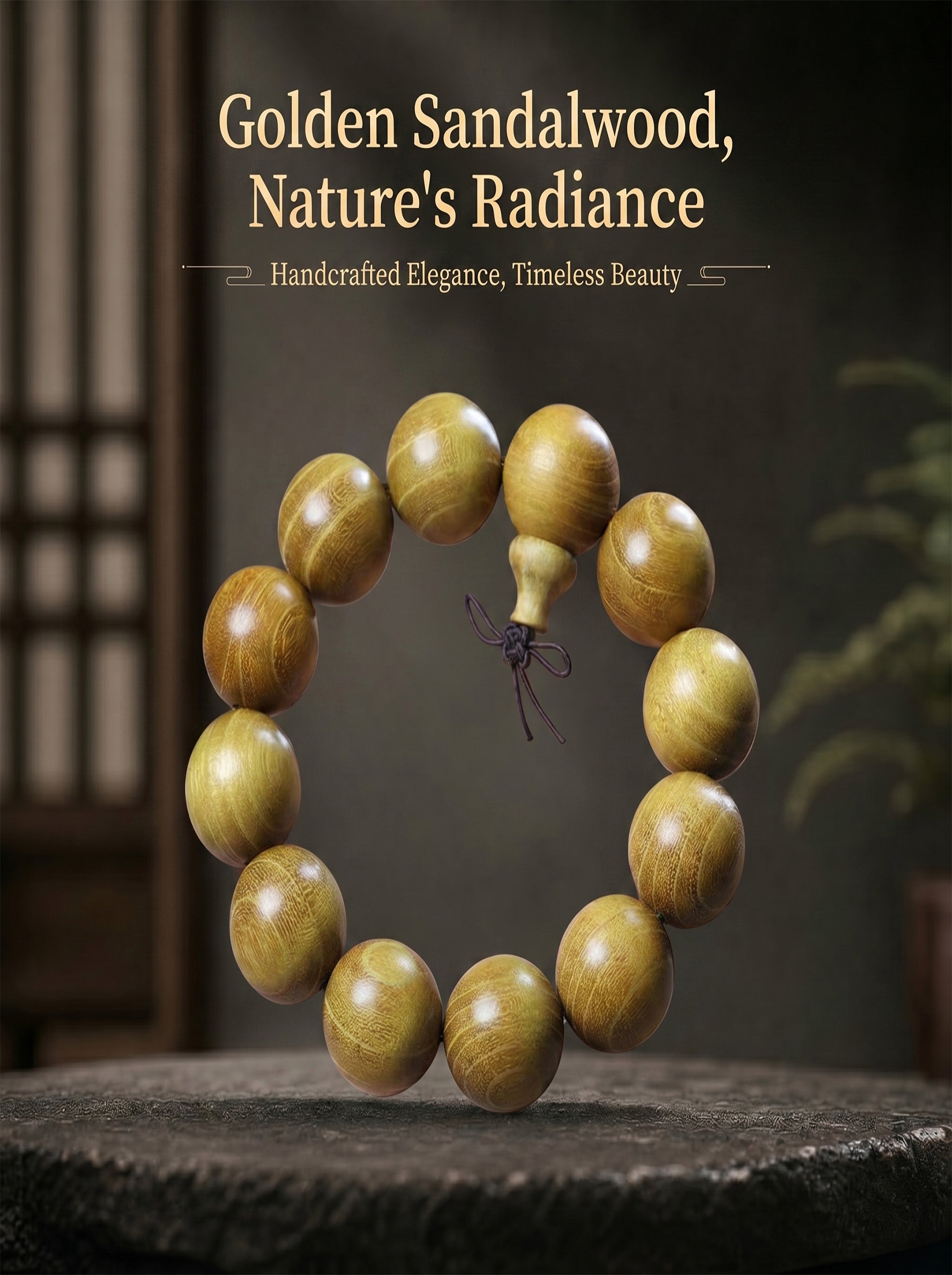 Luxury Golden Silk Sandalwood Men's Bracelet | SUBVIBE