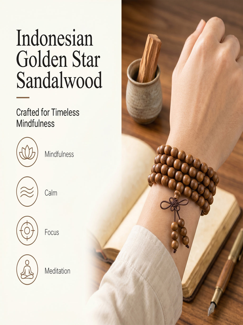 Gold-Flecked Purple Sandalwood 108 Mala Beads | SUBVIBE