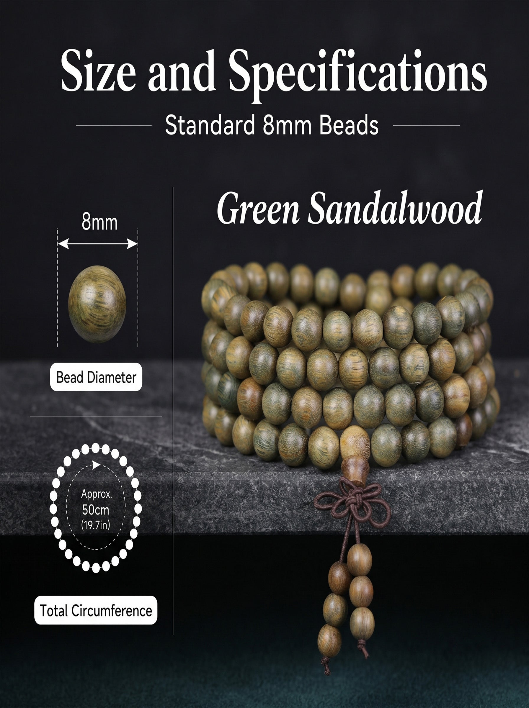 Natural Fragrant Green Sandalwood 108 Mala | SUBVIBE