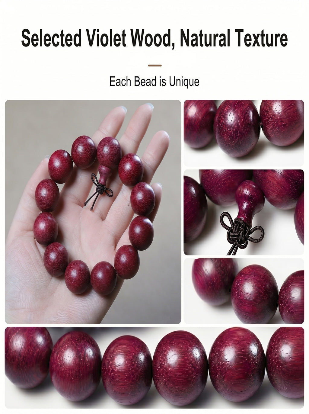 Genuine Violetwood Bead Bracelet 'The Sovereign Lavender' | SUBVIBE