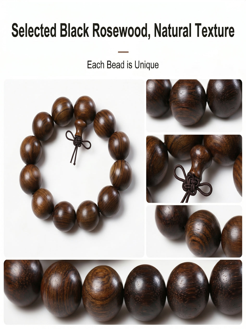 Black Rosewood Wooden Bracelet 'The Shadow Inkstone' | SUBVIBE
