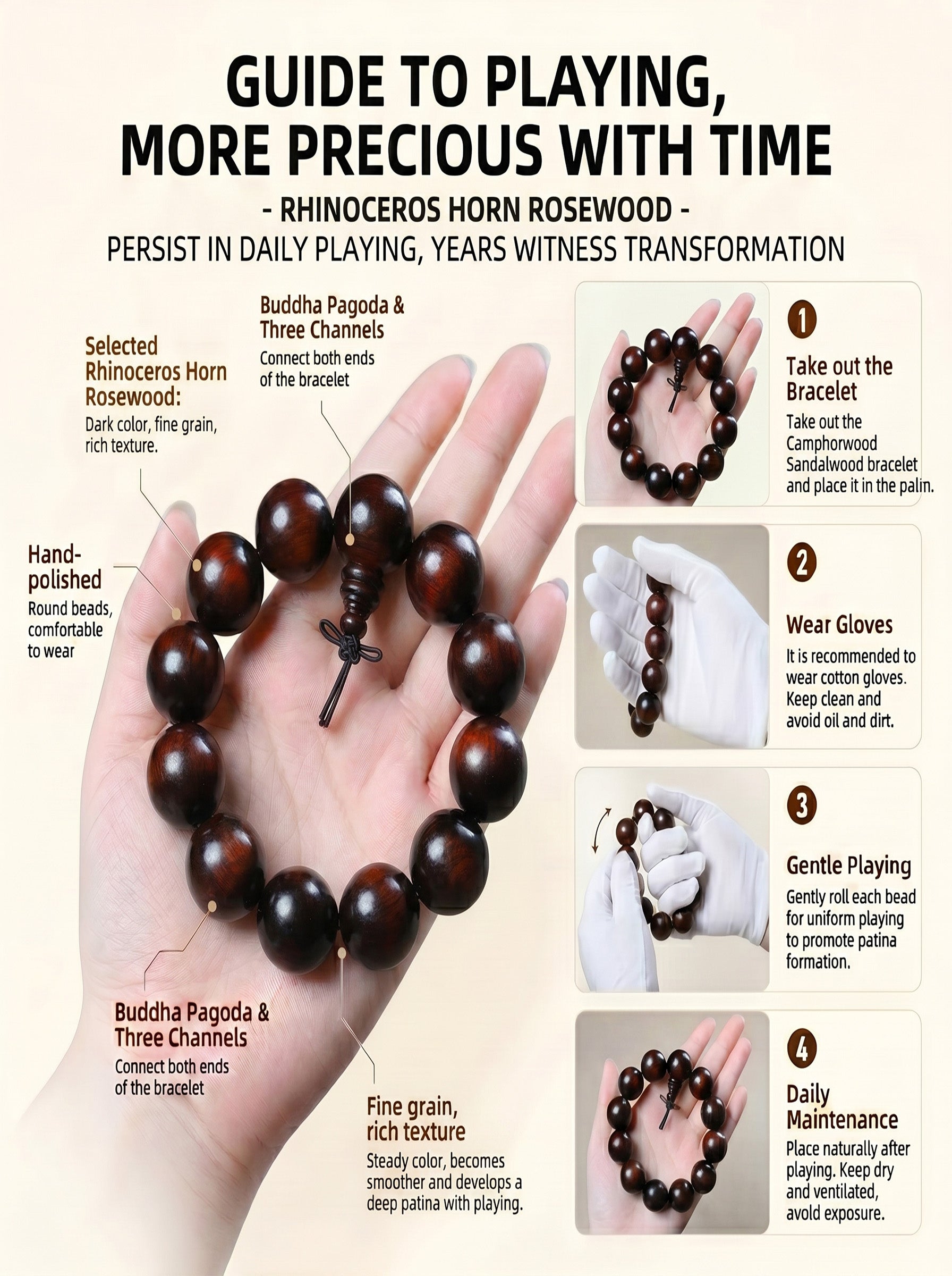 Ultra-Dense Rhinoceros Horn Sandalwood Bracelet | SUBVIBE