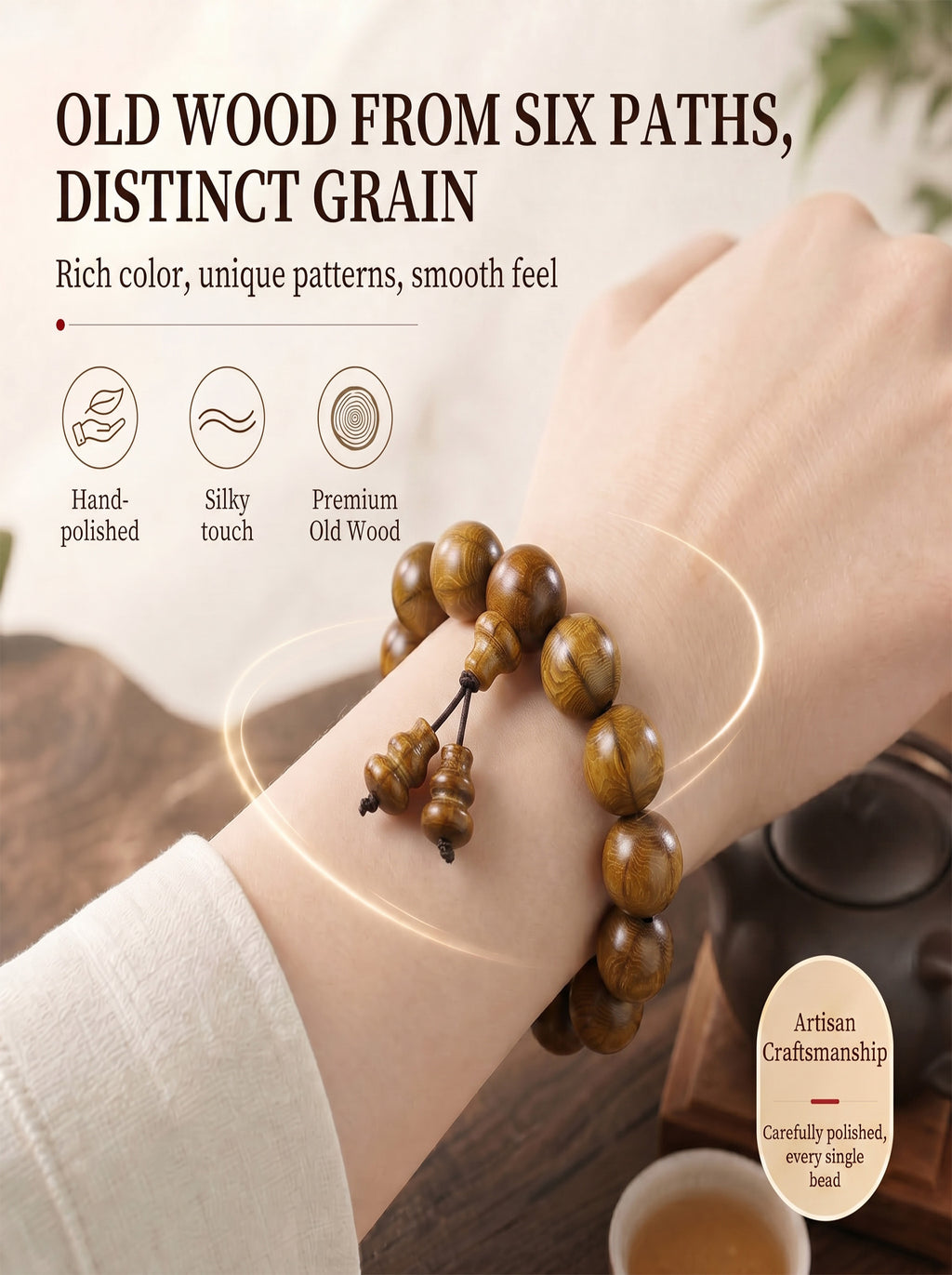 Aged Six Prong Wood Bracelet 'The Iron Fortress' | SUBVIBE