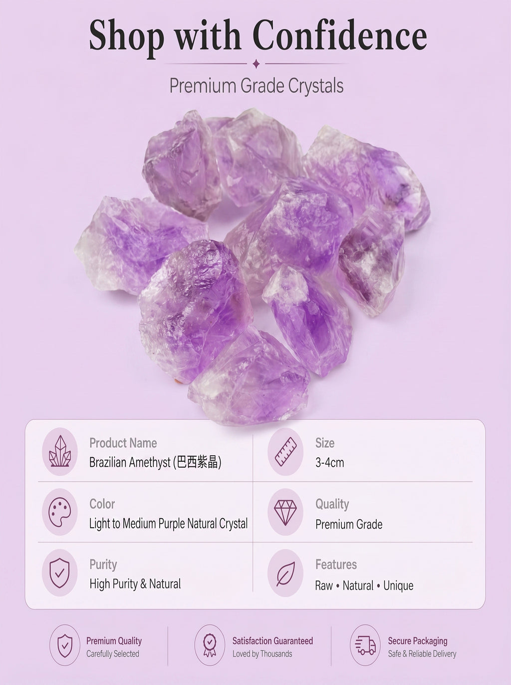 The Higher Heart | Raw Brazilian Light Amethyst Cluster