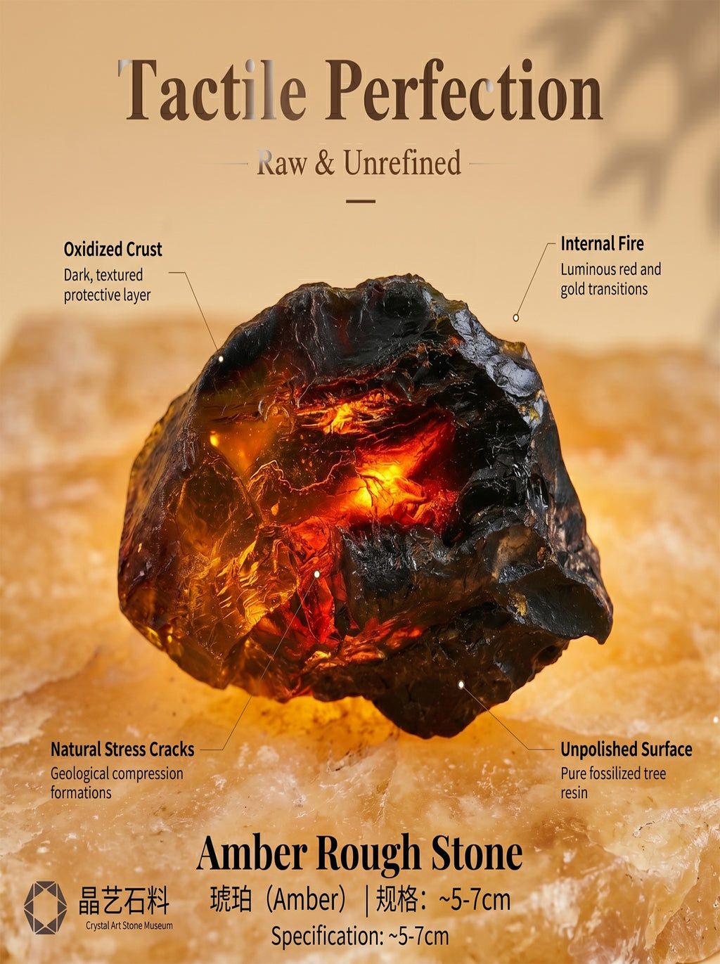 The Solar Time Capsule | Rare Raw Amber Subfossil Stone
