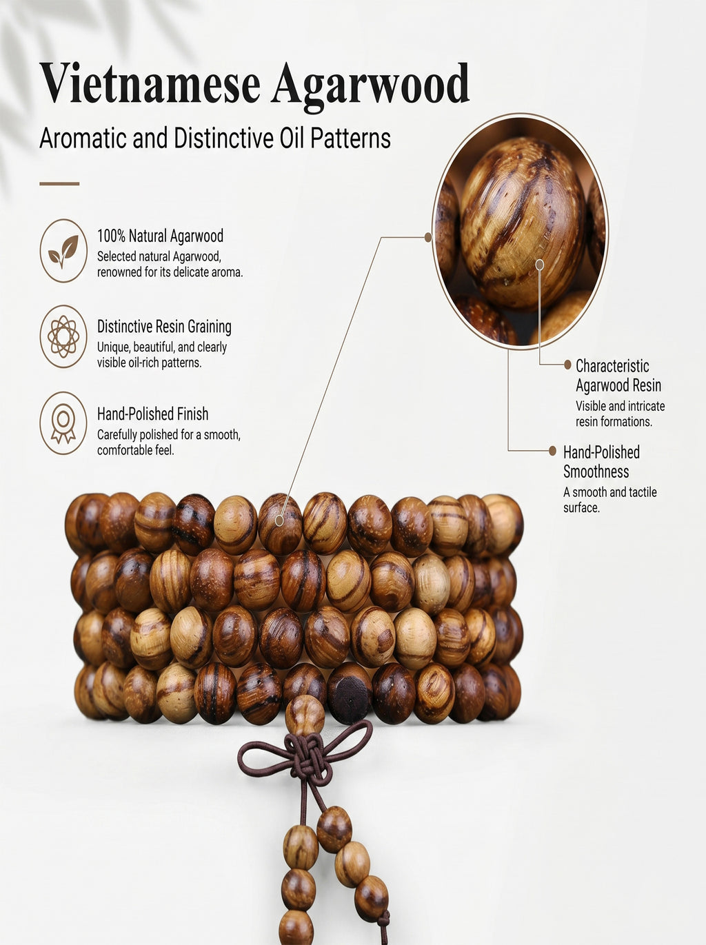 Premium Vietnamese Agarwood 108 Mala Talisman | SUBVIBE