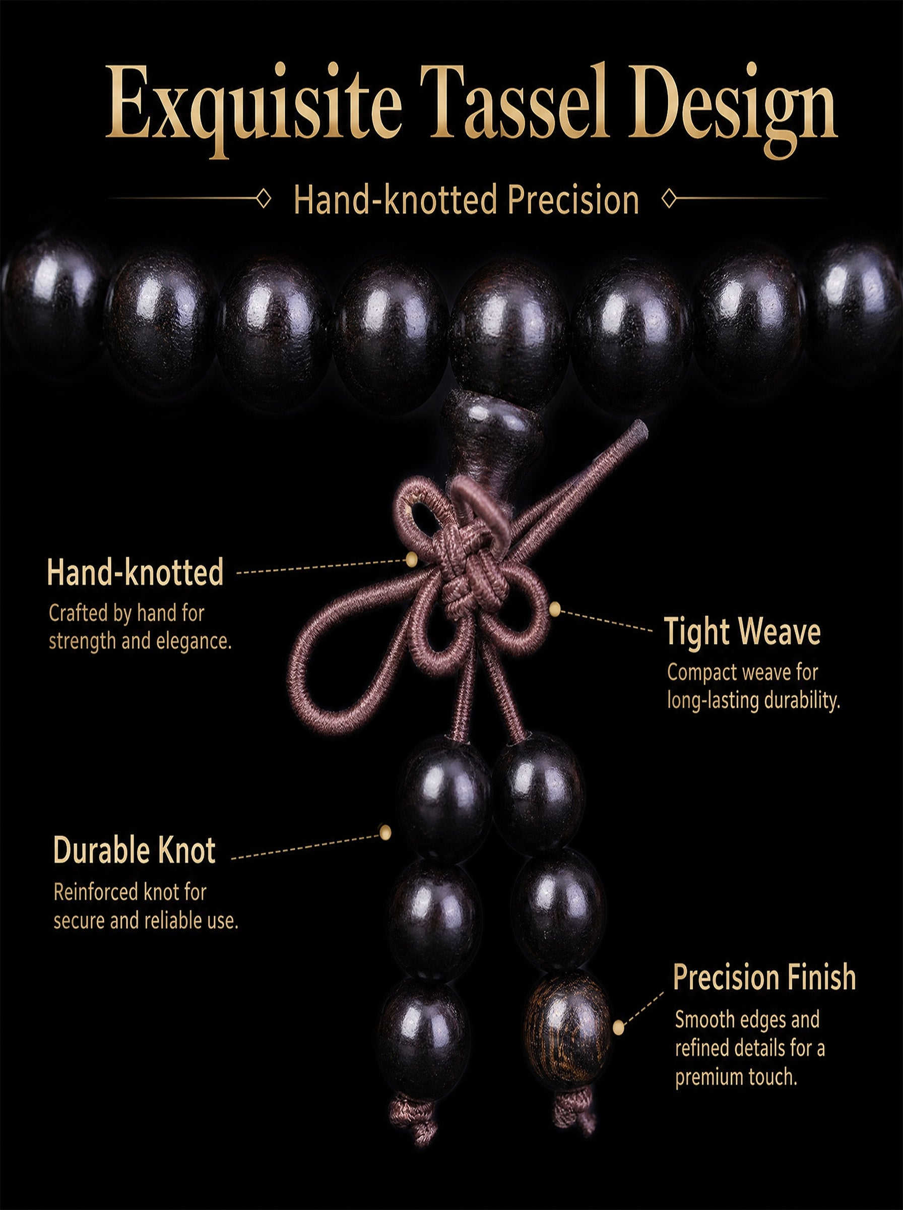 Premium Matte Black Ebony Wood 108 Mala | SUBVIBE