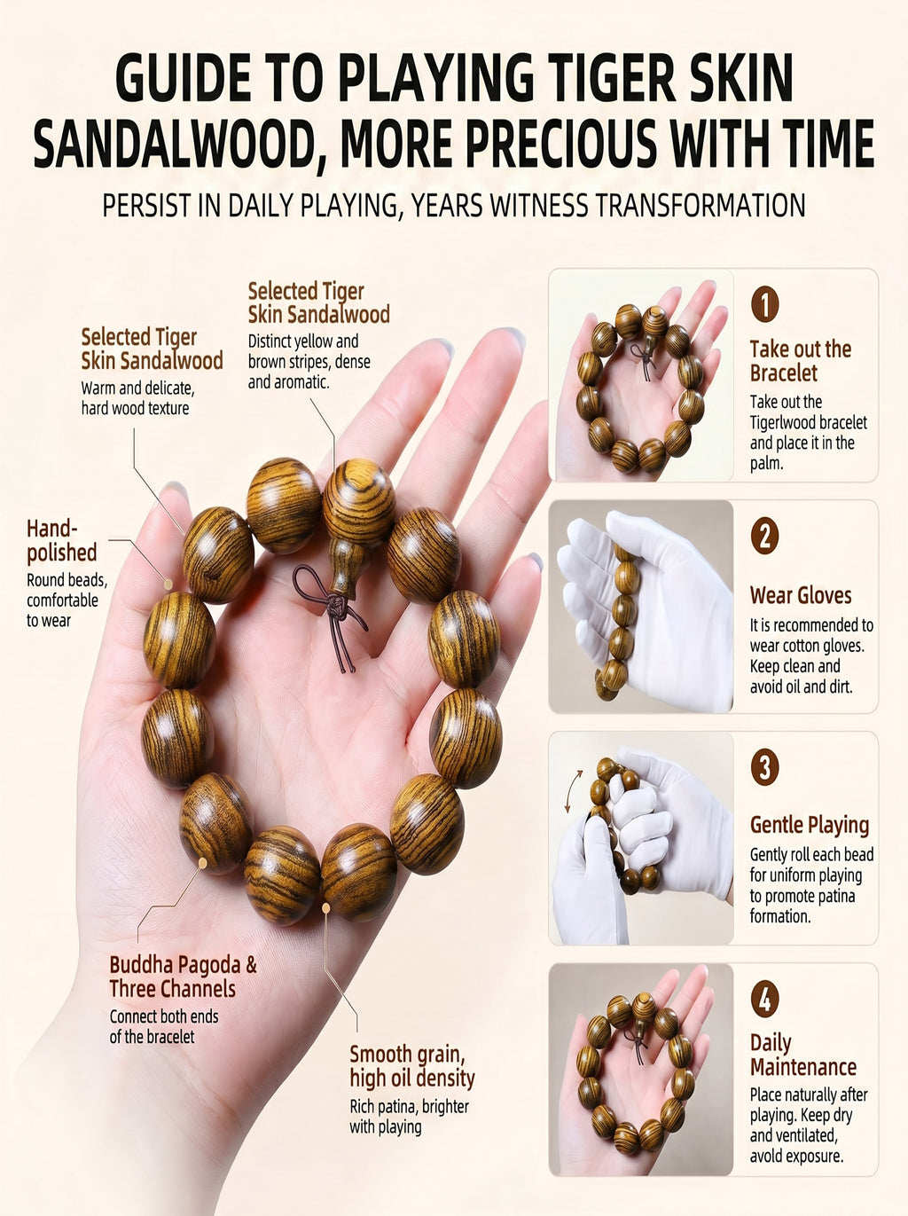Bold Tiger-Skin Pattern Wooden Bracelet | SUBVIBE