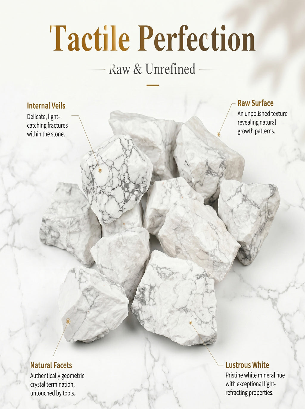 The Marble Mind | Raw White Turquoise Howlite Crystal