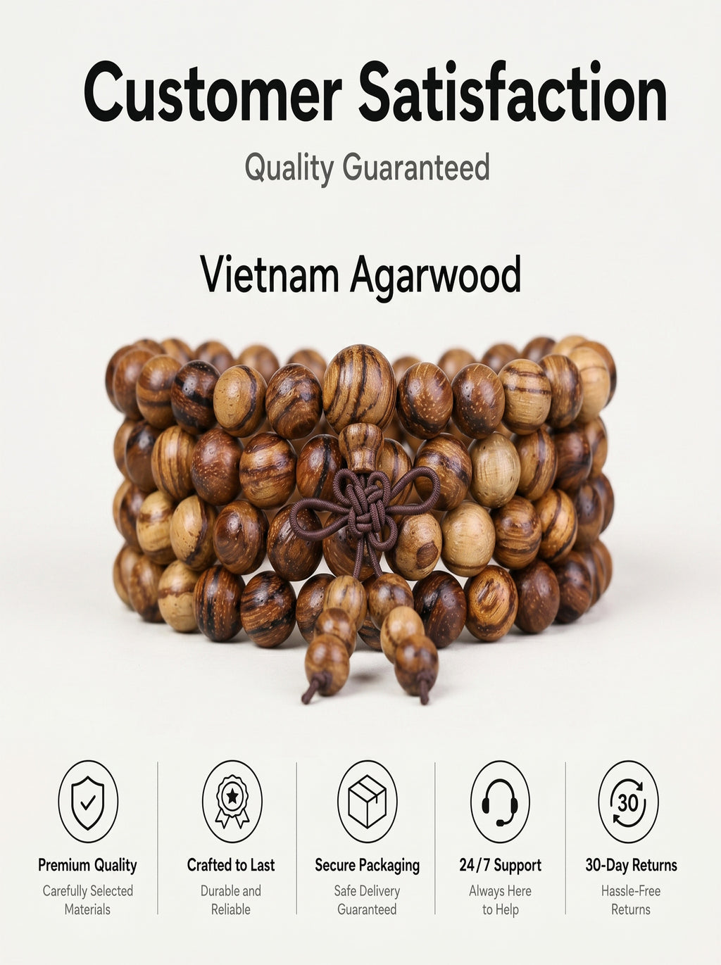 Premium Vietnamese Agarwood 108 Mala Talisman | SUBVIBE