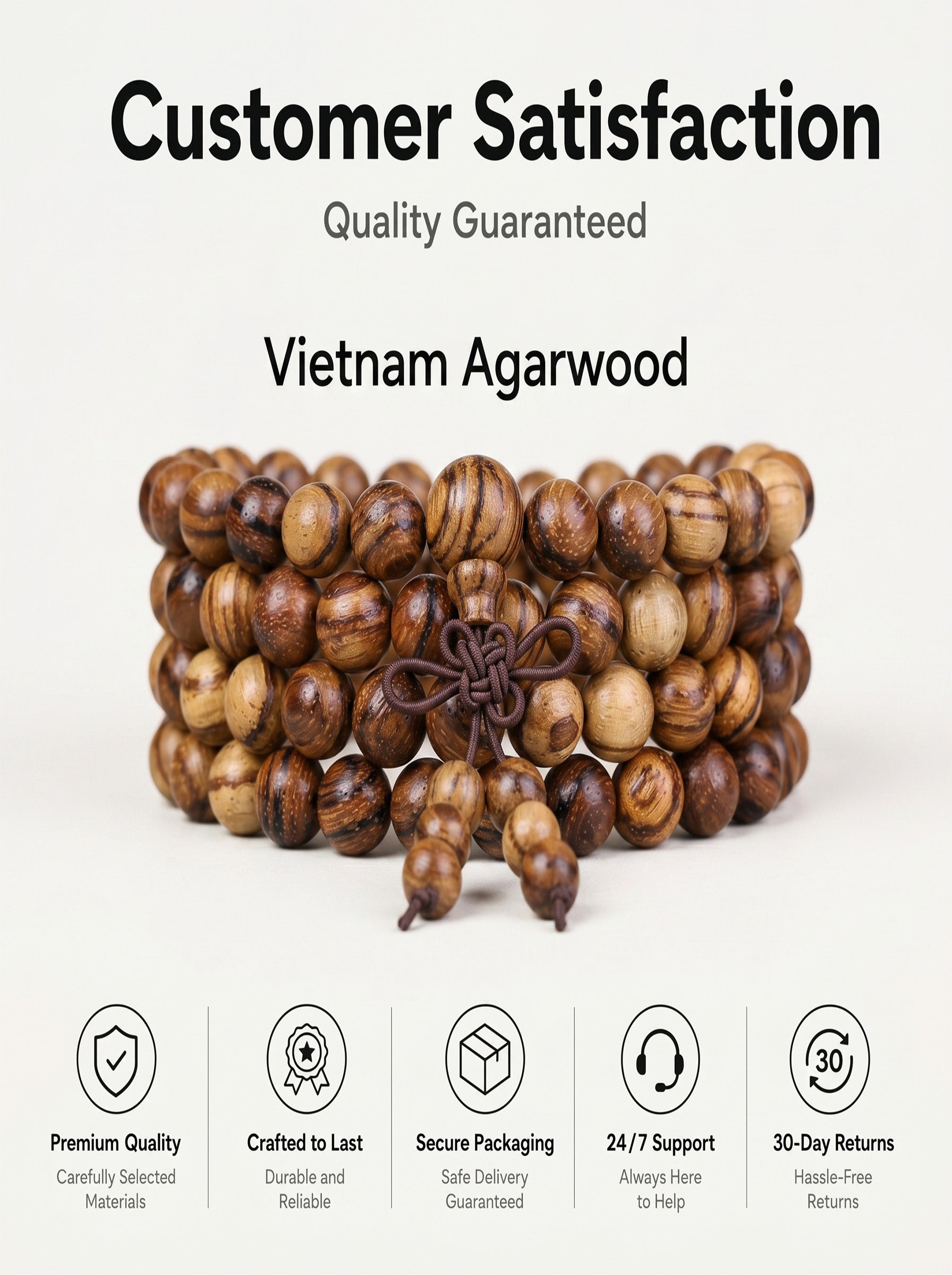 Premium Vietnamese Agarwood 108 Mala Talisman | SUBVIBE