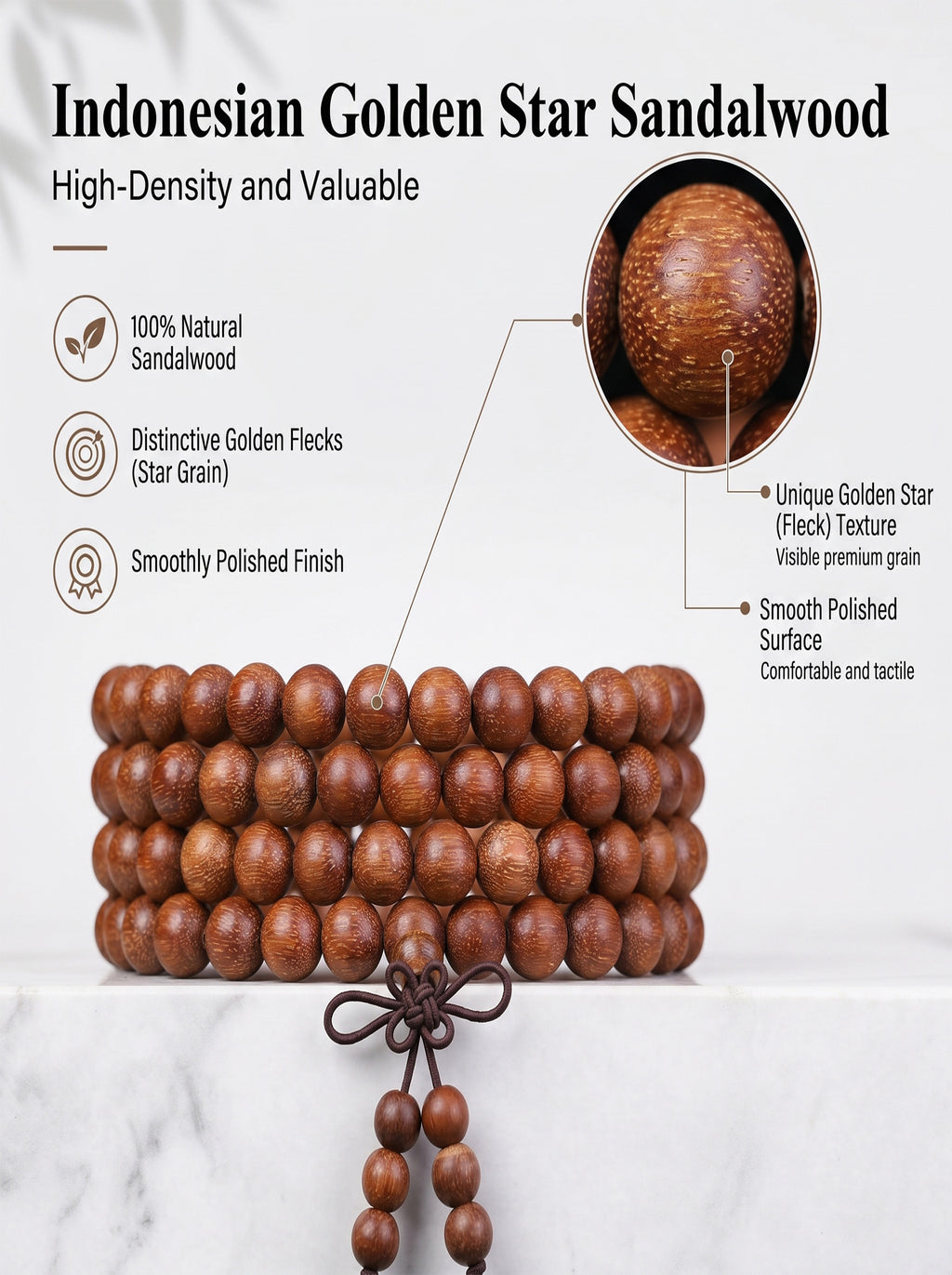 Gold-Flecked Purple Sandalwood 108 Mala Beads | SUBVIBE