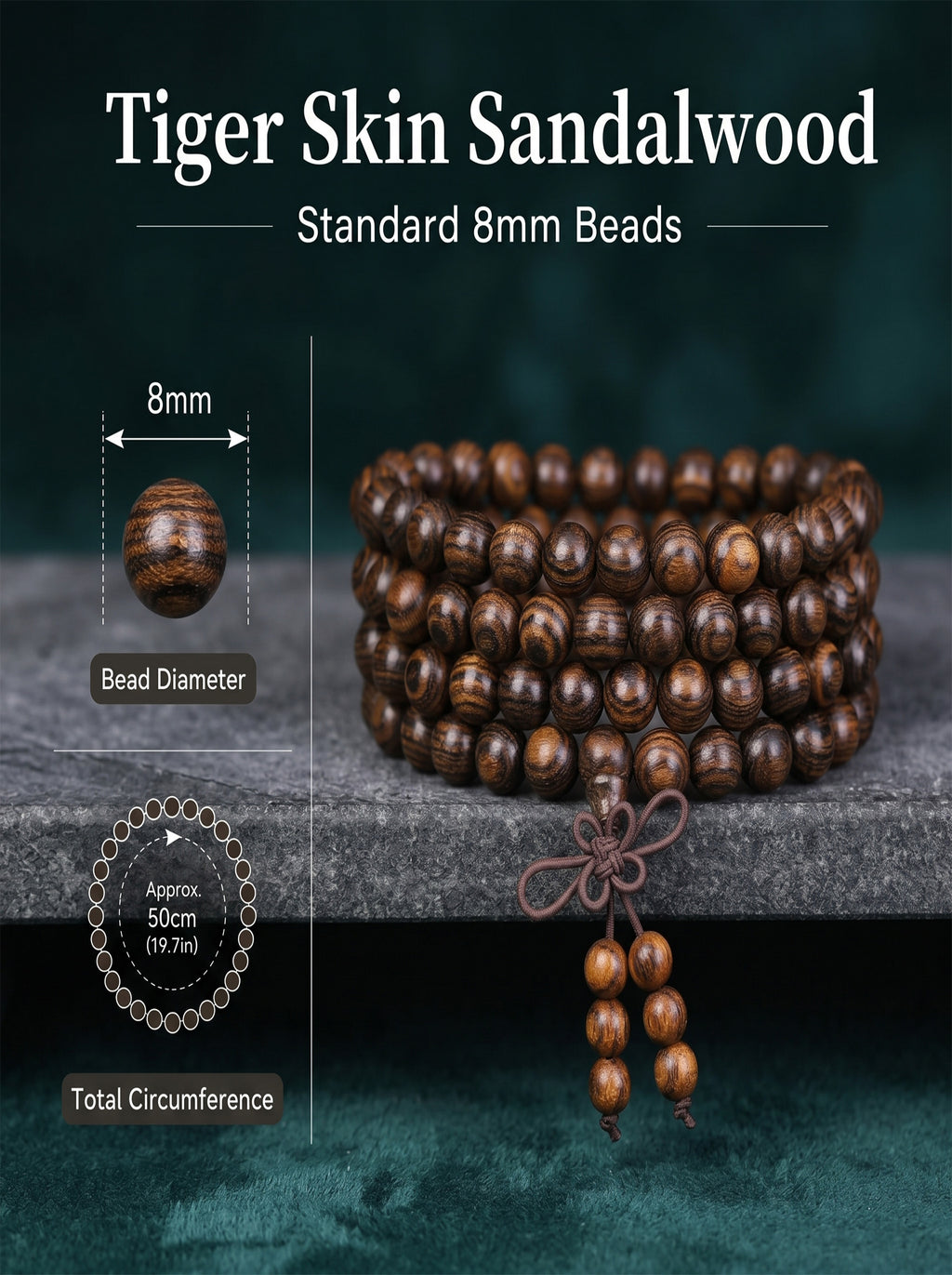 Bold Tiger-Skin Pattern 108 Mala Beads | SUBVIBE