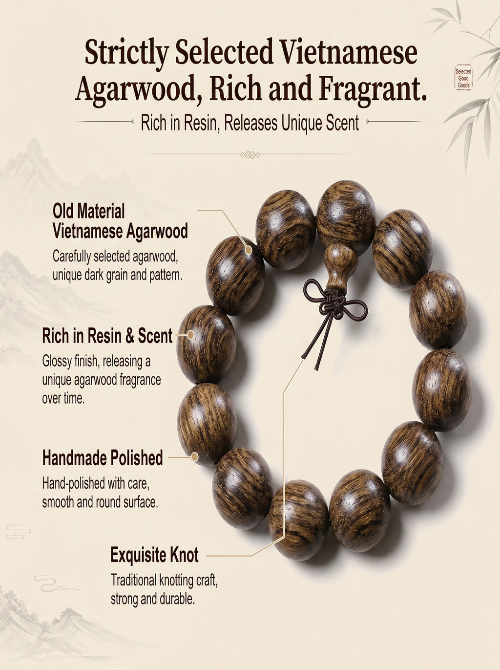 Premium Vietnamese Agarwood Bracelet 'The Ethereal Oasis' | SUBVIBE