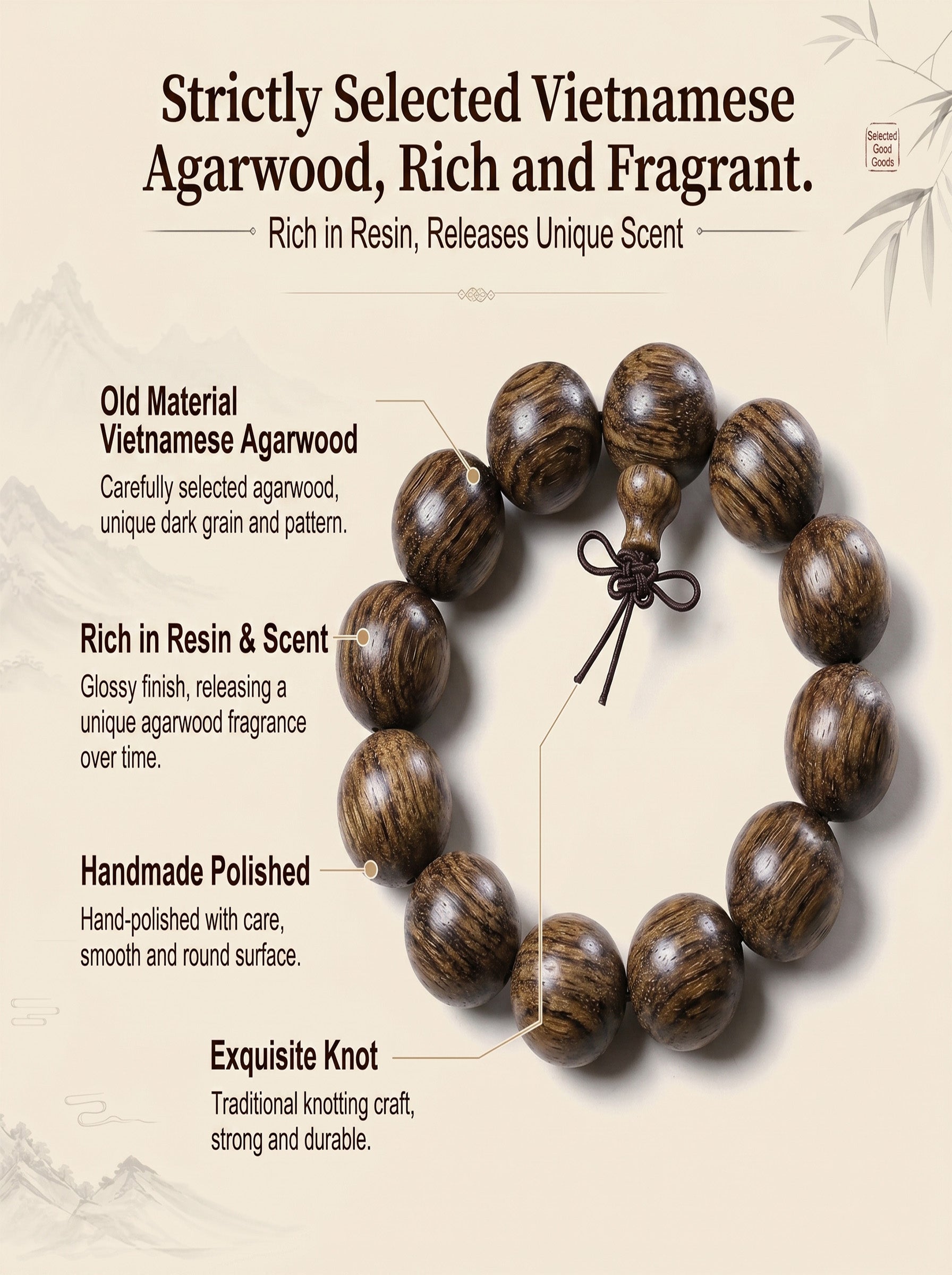 Premium Vietnamese Agarwood Bracelet 'The Ethereal Oasis' | SUBVIBE