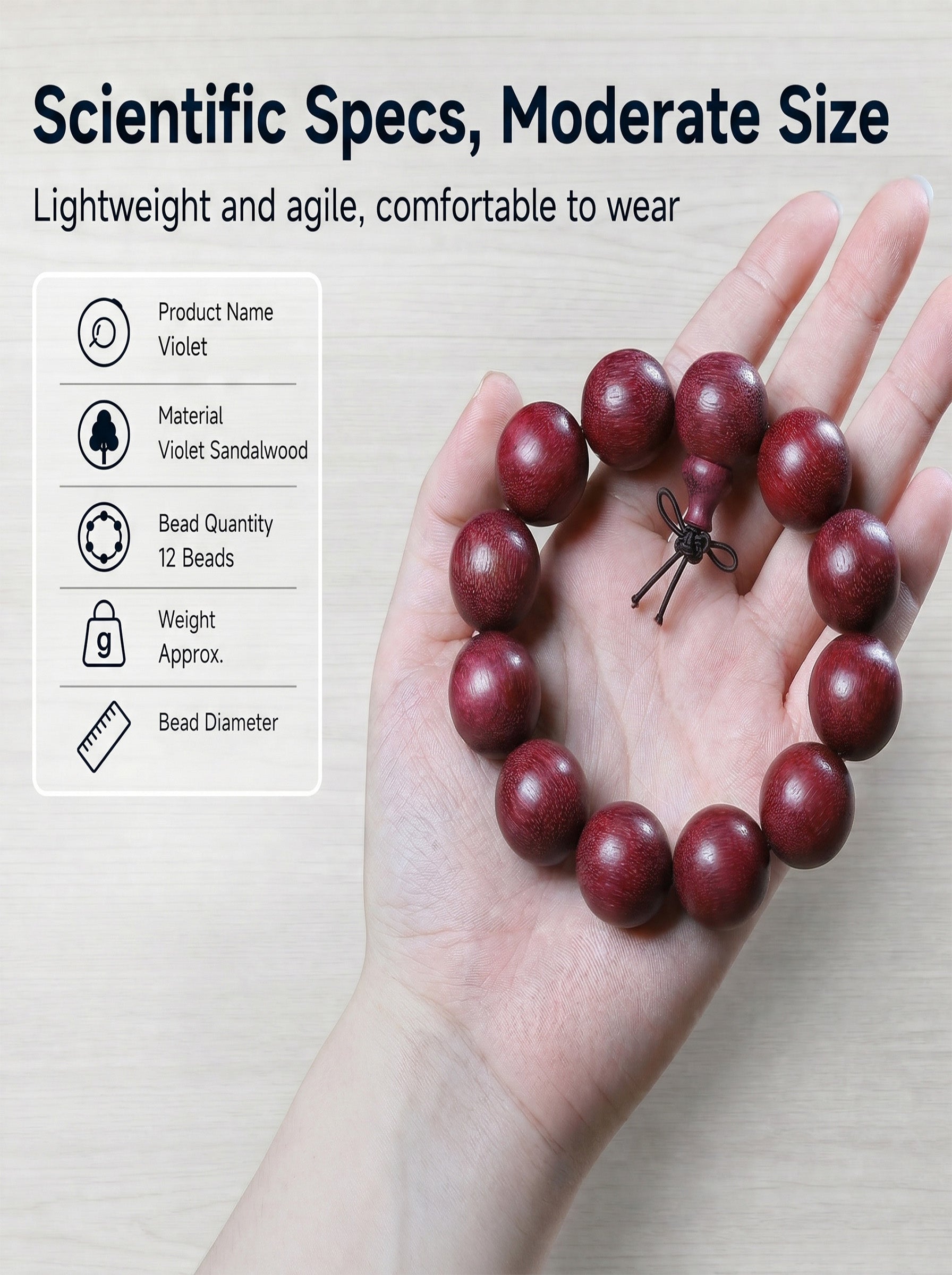 Genuine Violetwood Bead Bracelet 'The Sovereign Lavender' | SUBVIBE