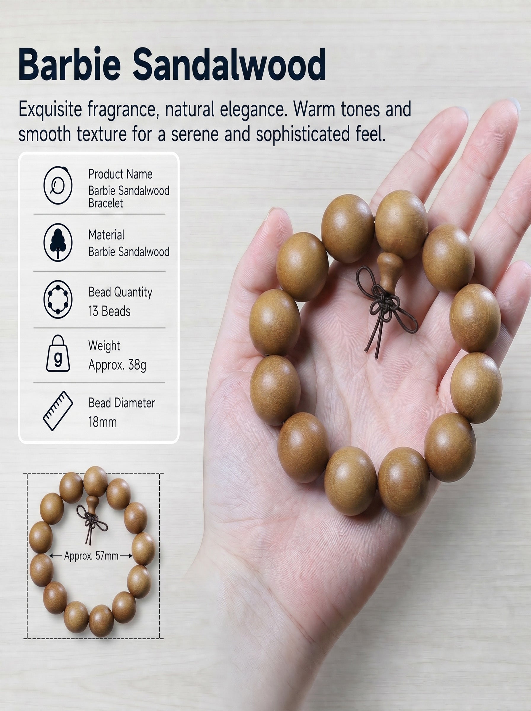 Barbi Sandalwood Fragrant Men's Bracelet | SUBVIBE