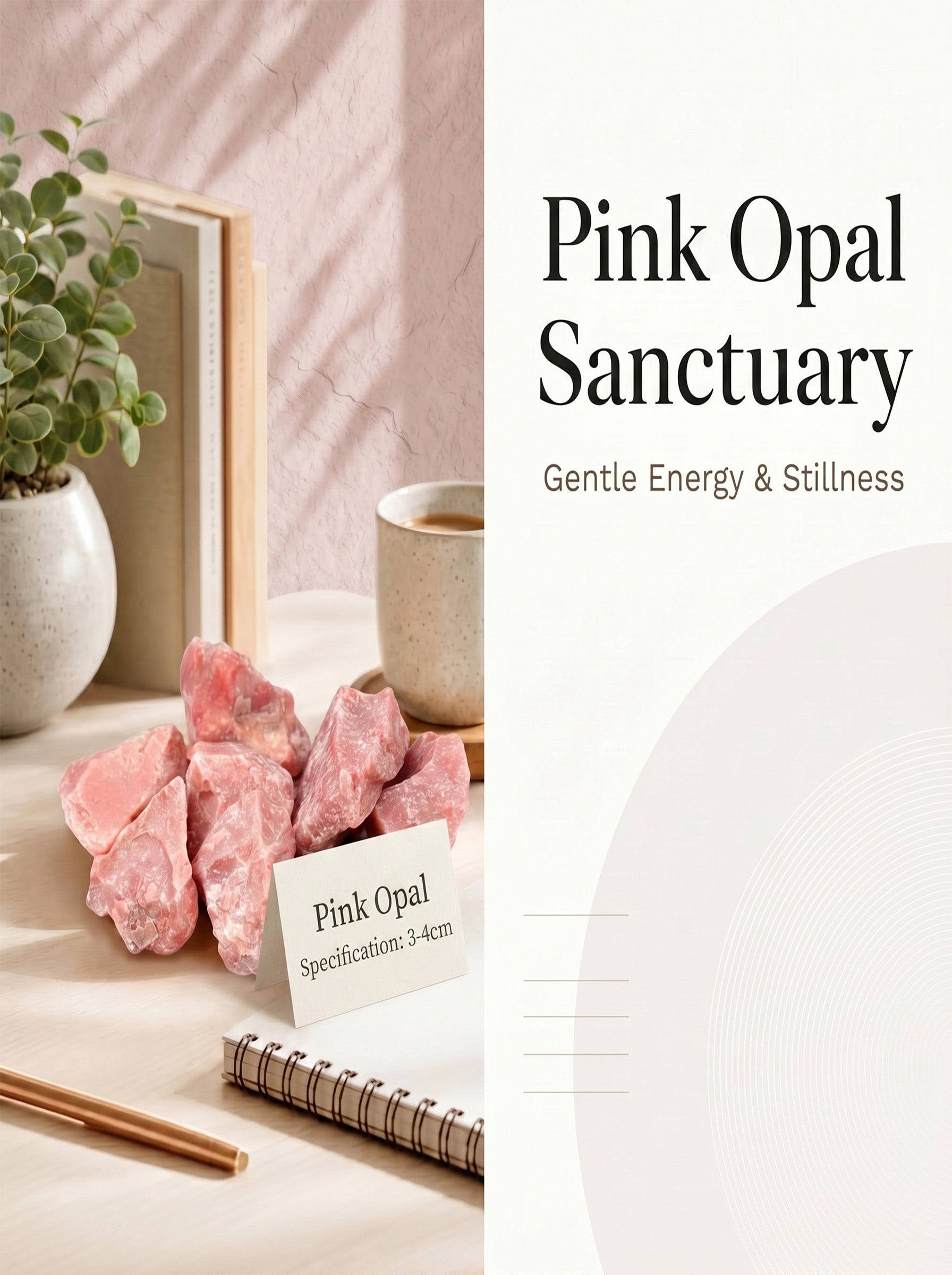 The Cosmic Silk | Rare Raw Pink Opal Healing Gemstone