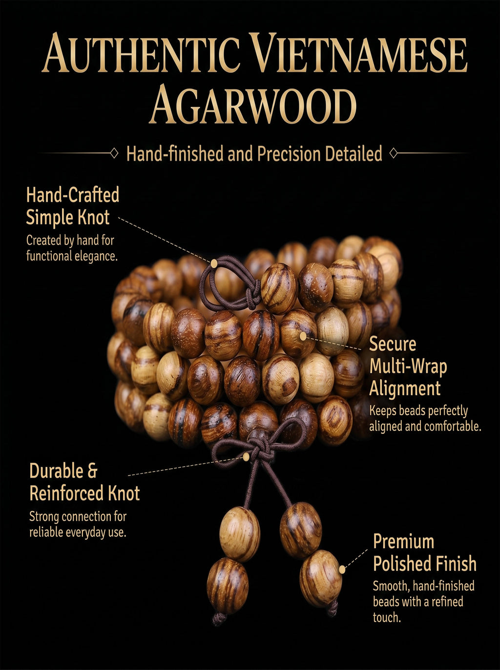 Premium Vietnamese Agarwood 108 Mala Talisman | SUBVIBE