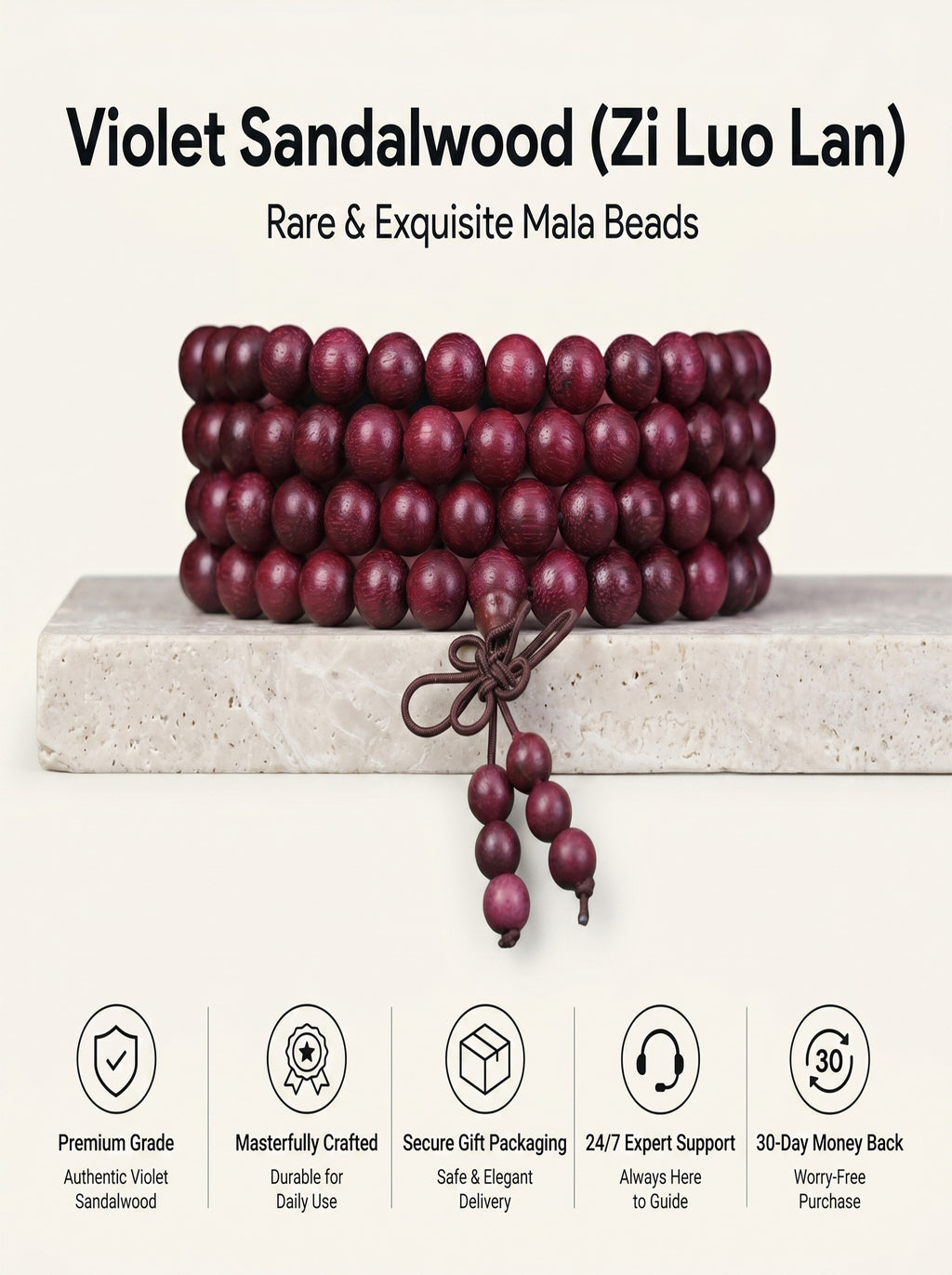 108 Mala Beads 'The Mystic Lavender Veil' | SUBVIBE