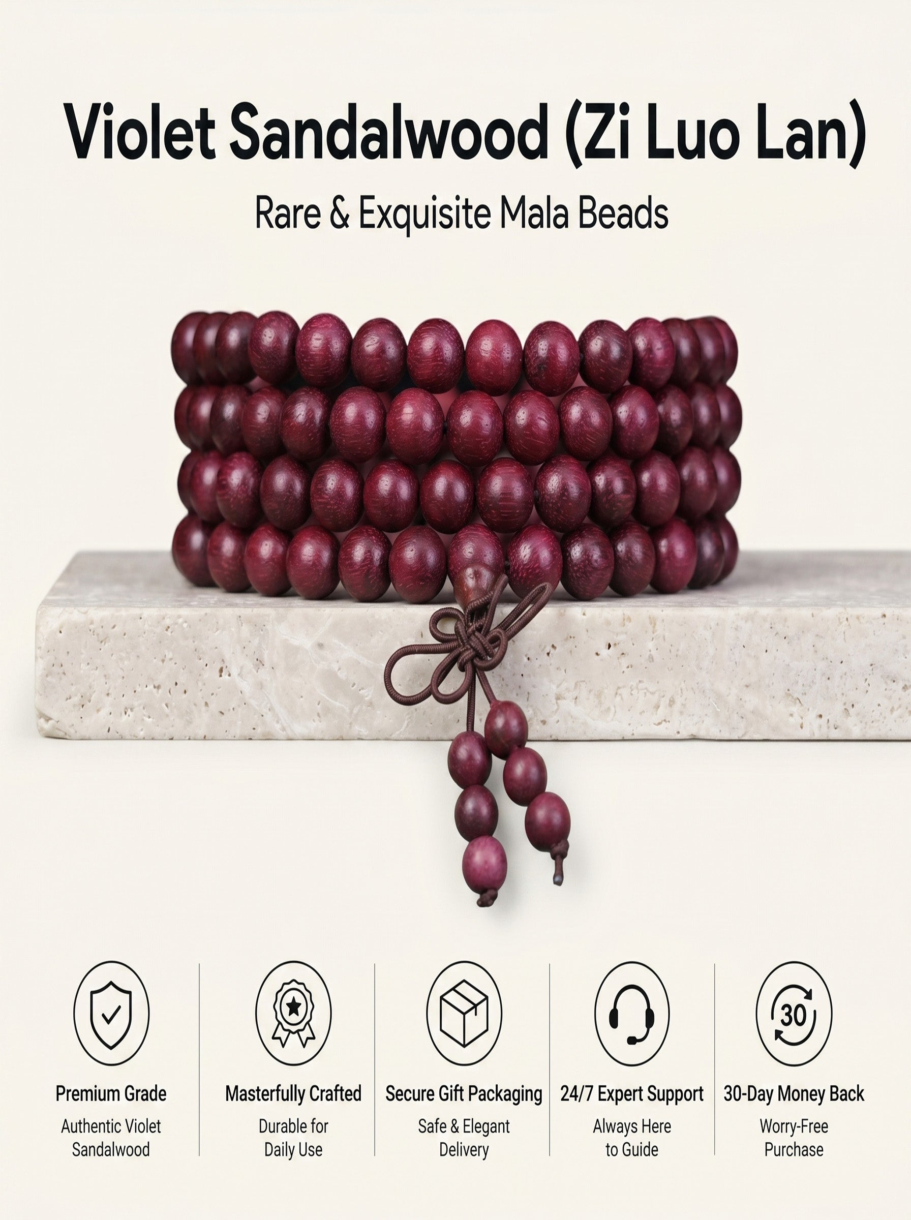 108 Mala Beads 'The Mystic Lavender Veil' | SUBVIBE