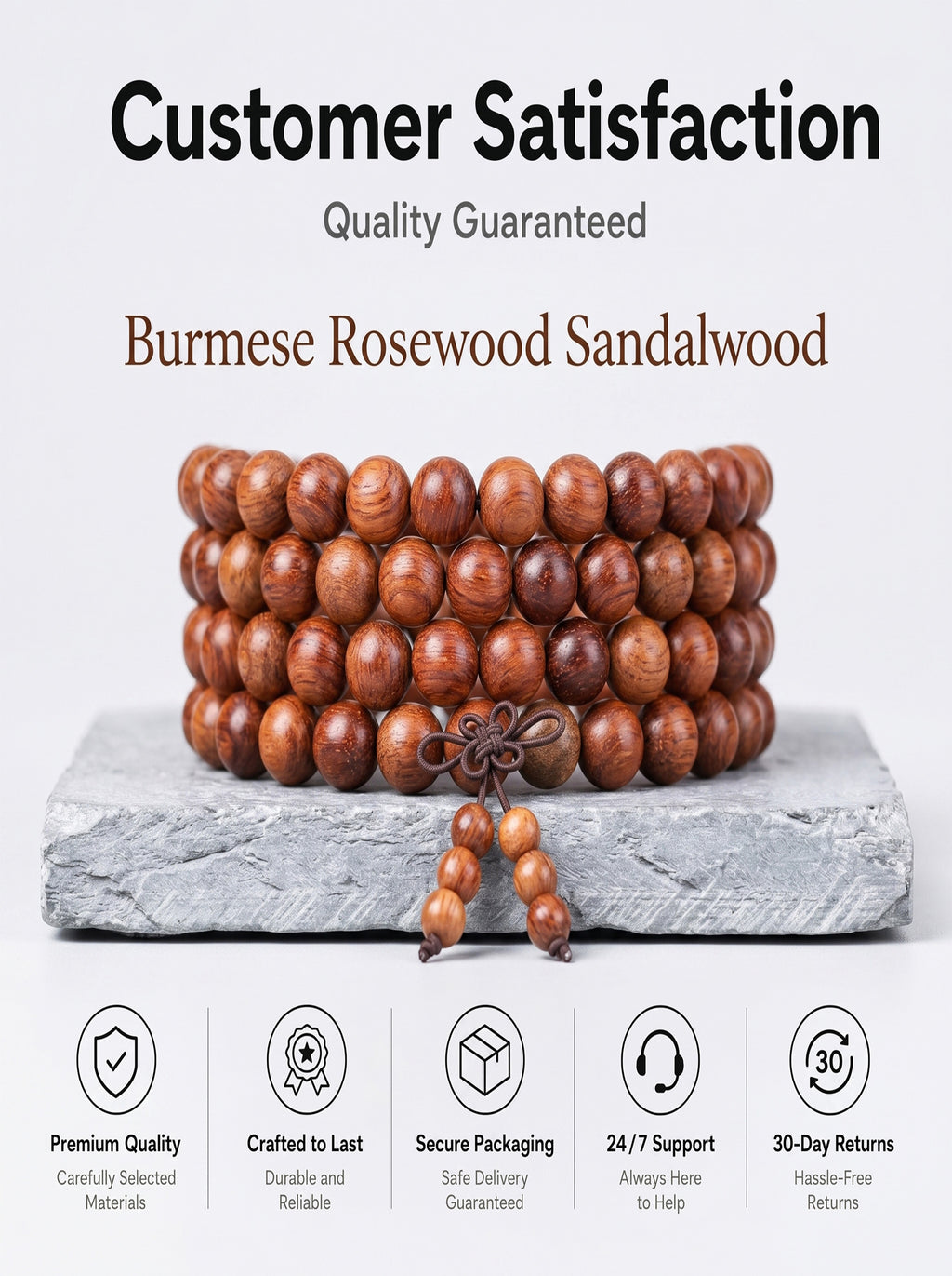 Burmese Rosewood 108 Mala 'The Golden Dawn' | SUBVIBE