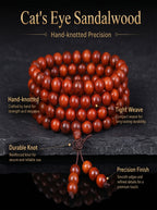 Exotic Cat's Eye Chatoyant Sandalwood 108 Mala | SUBVIBE