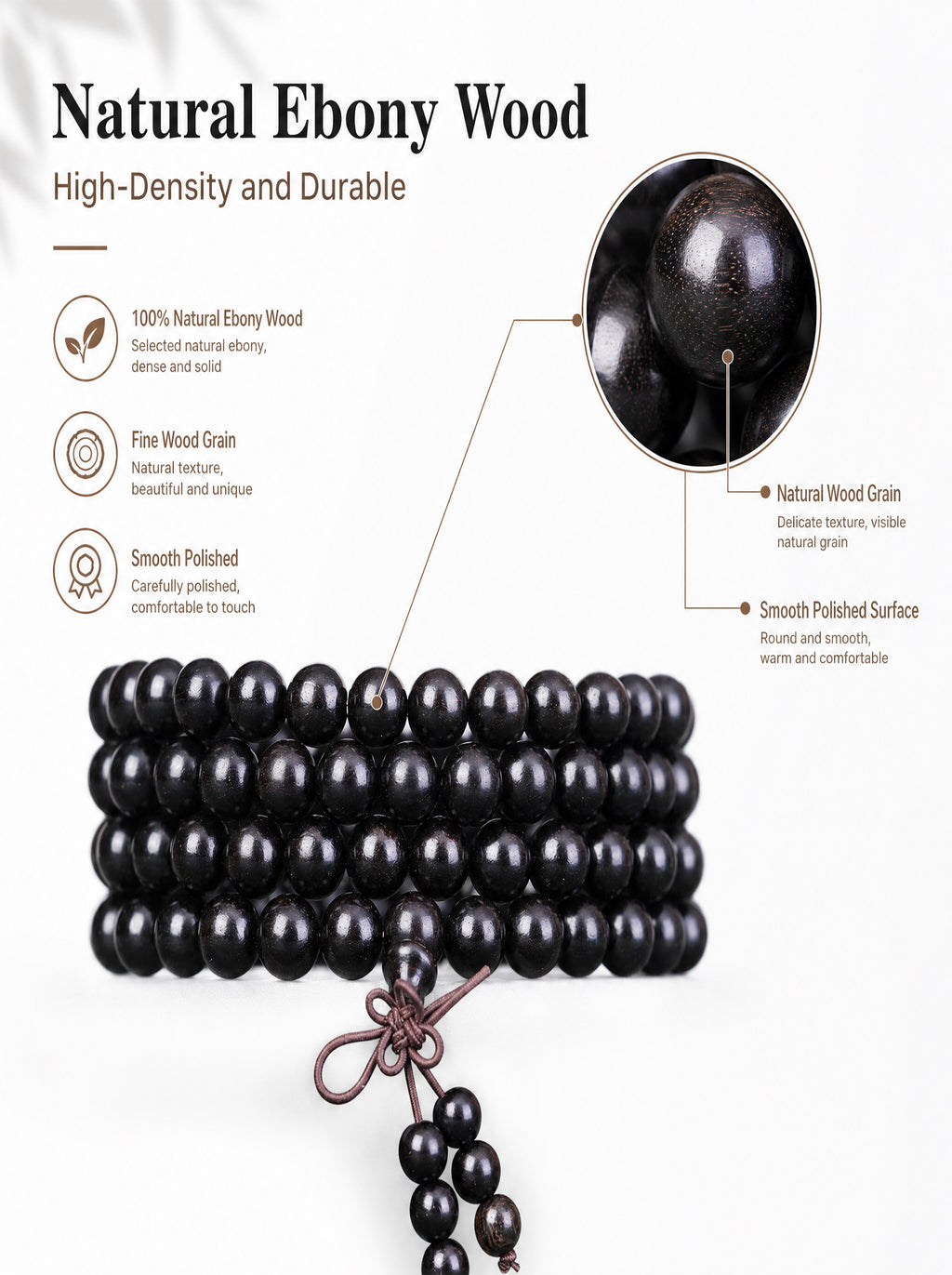 Premium Matte Black Ebony Wood 108 Mala | SUBVIBE