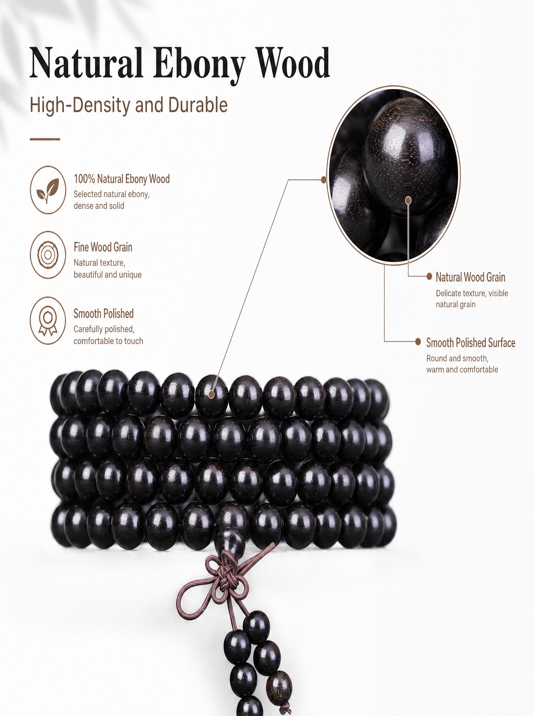 Premium Matte Black Ebony Wood 108 Mala | SUBVIBE