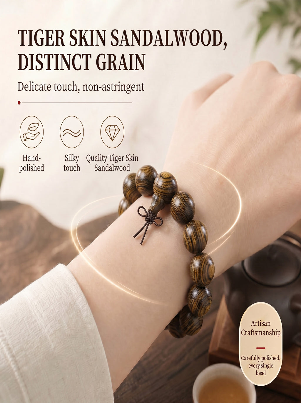 Bold Tiger-Skin Pattern Wooden Bracelet | SUBVIBE