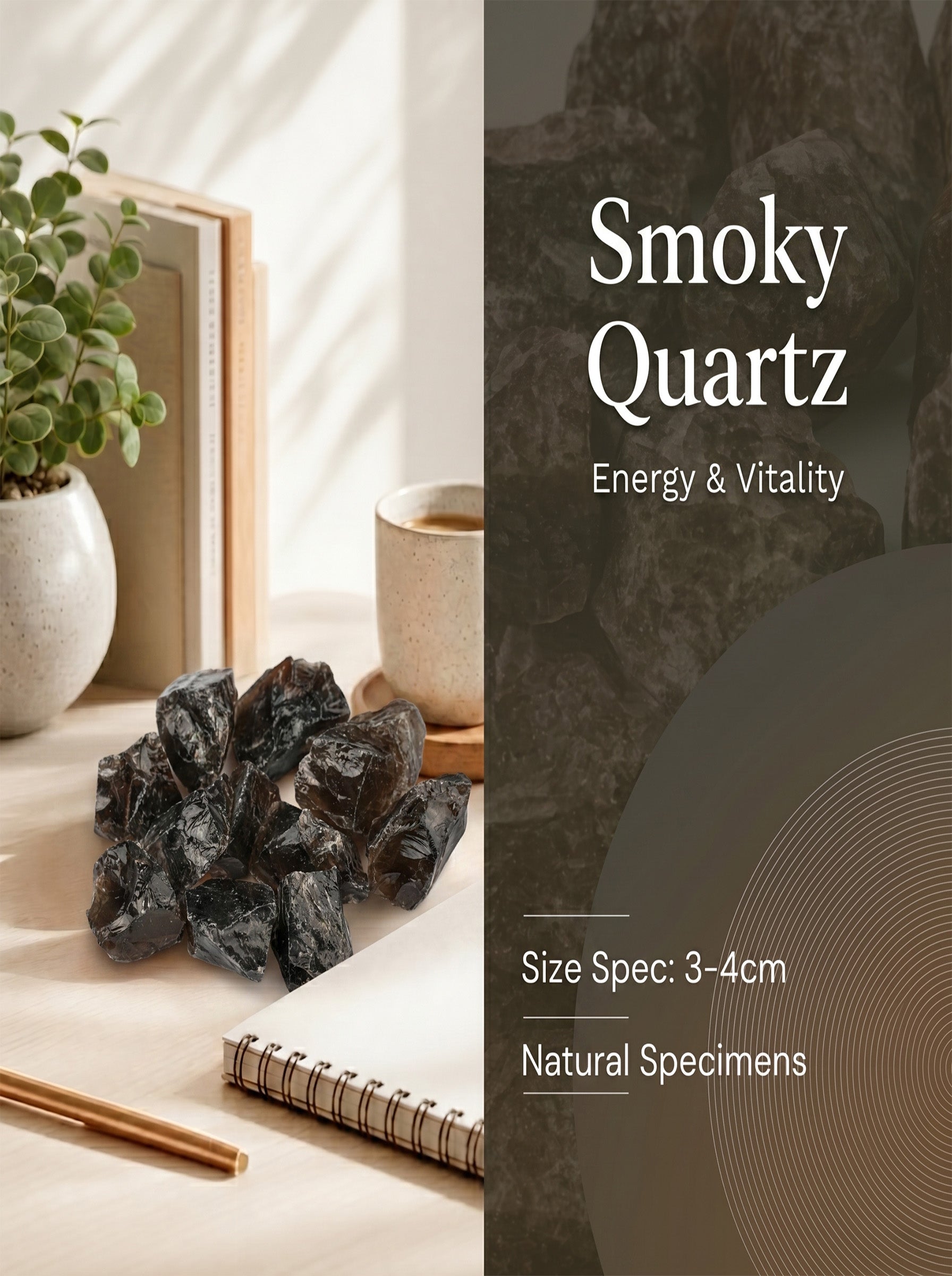 The Eclipse | Dark Raw Smoky Quartz Defense Talisman