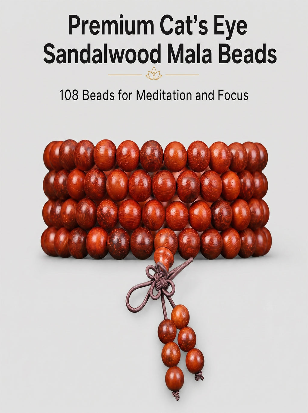 Exotic Cat's Eye Chatoyant Sandalwood 108 Mala | SUBVIBE