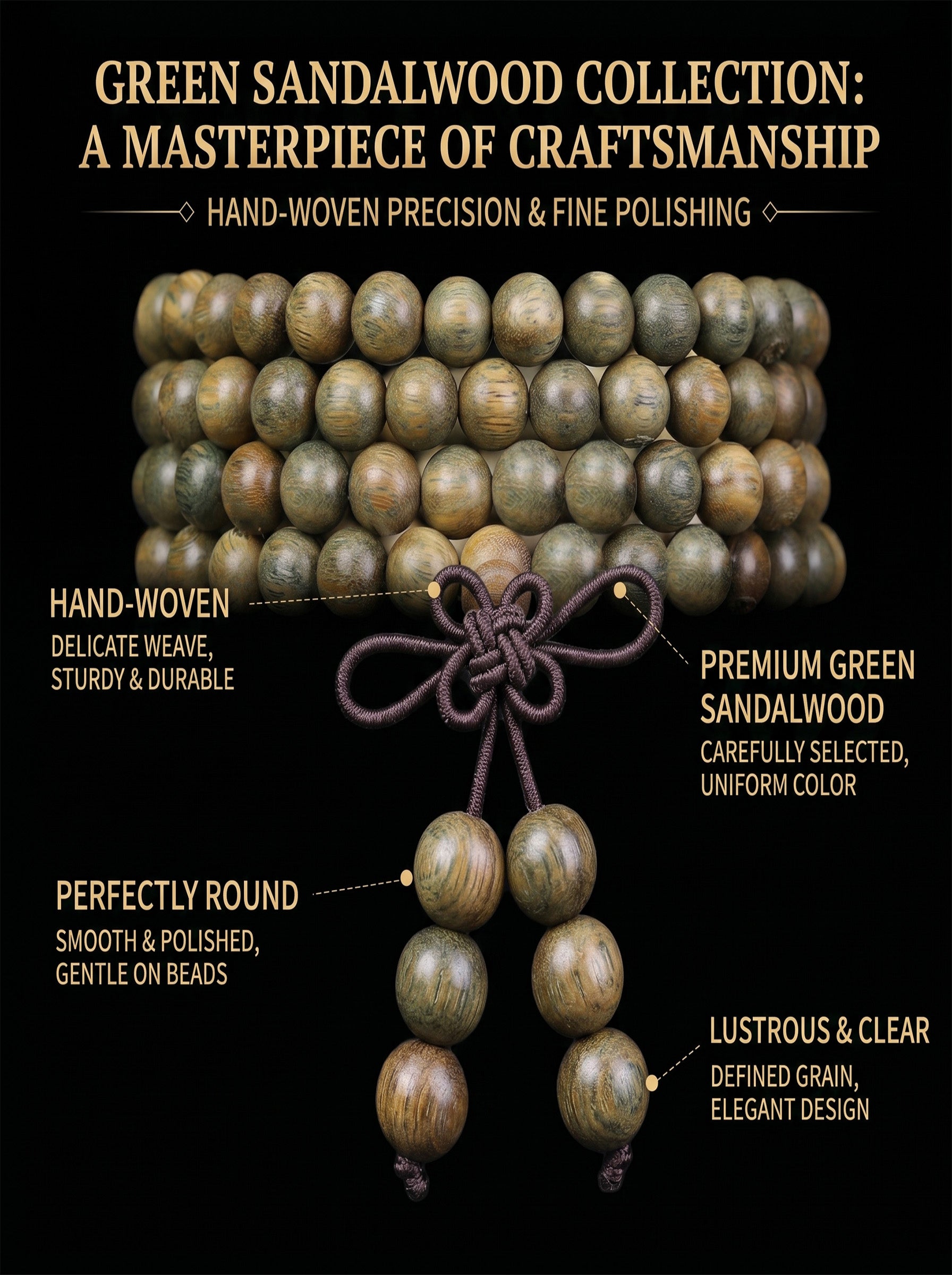 Natural Fragrant Green Sandalwood 108 Mala | SUBVIBE