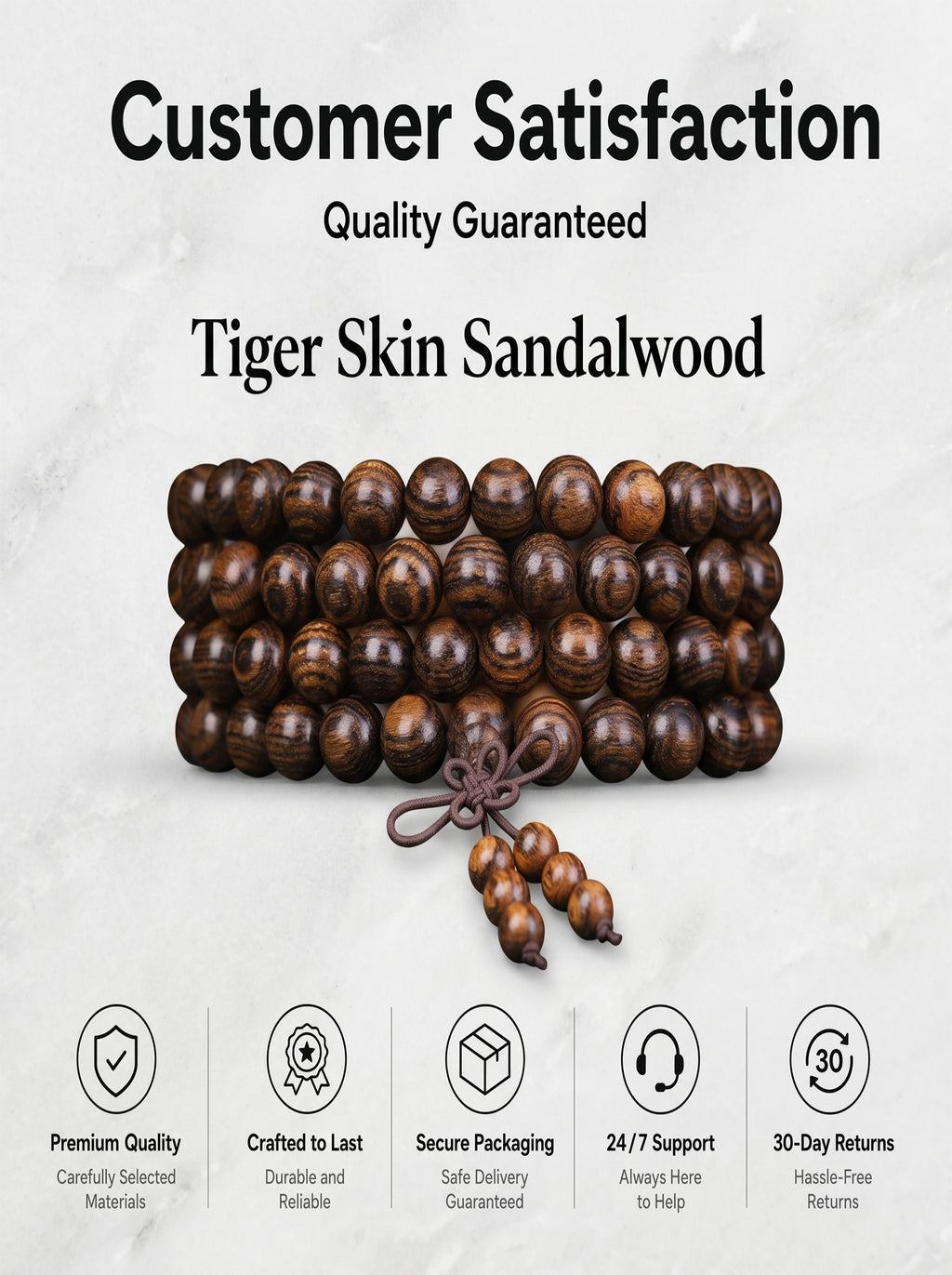 Bold Tiger-Skin Pattern 108 Mala Beads | SUBVIBE