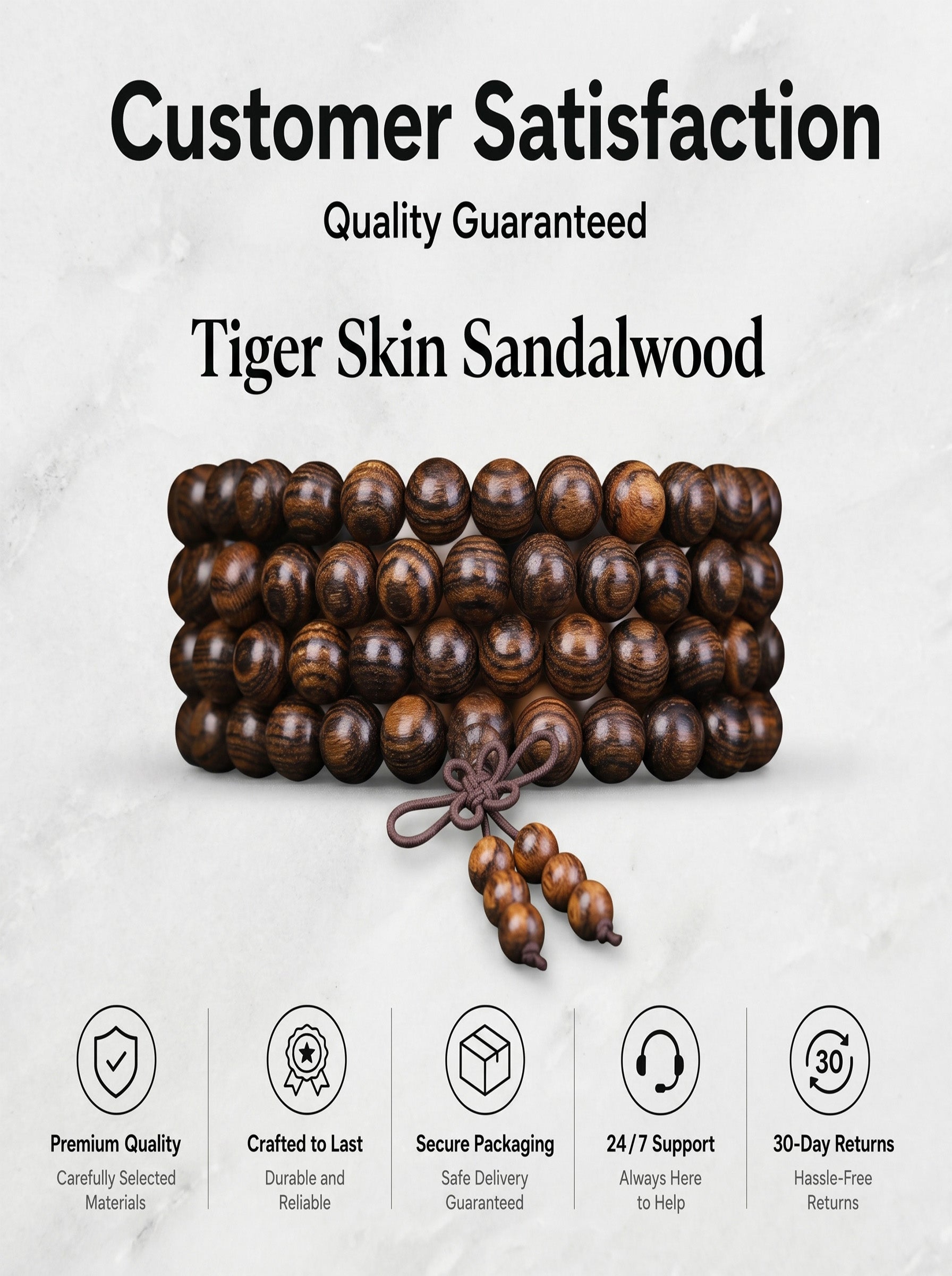 Bold Tiger-Skin Pattern 108 Mala Beads | SUBVIBE