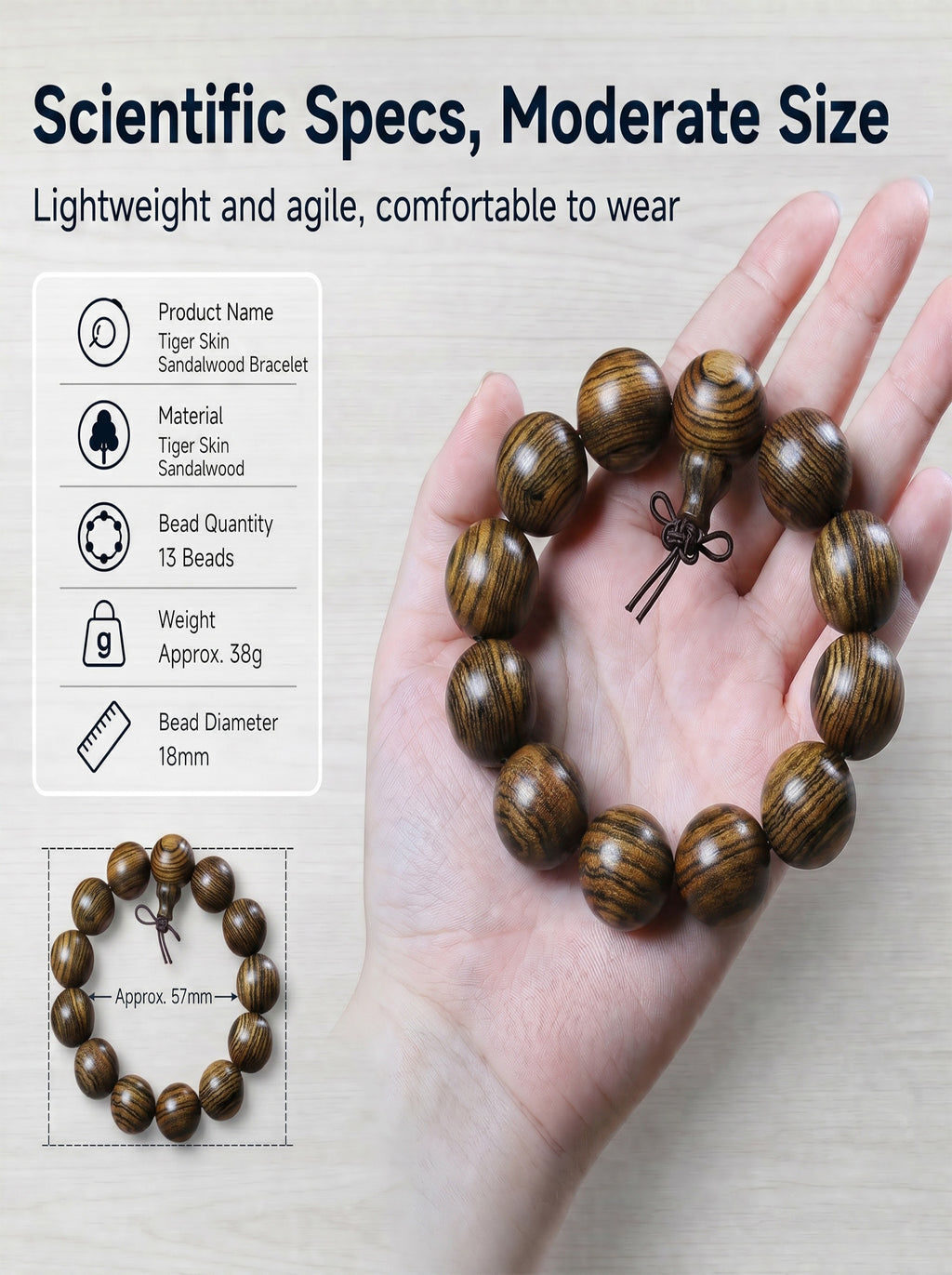 Bold Tiger-Skin Pattern Wooden Bracelet | SUBVIBE