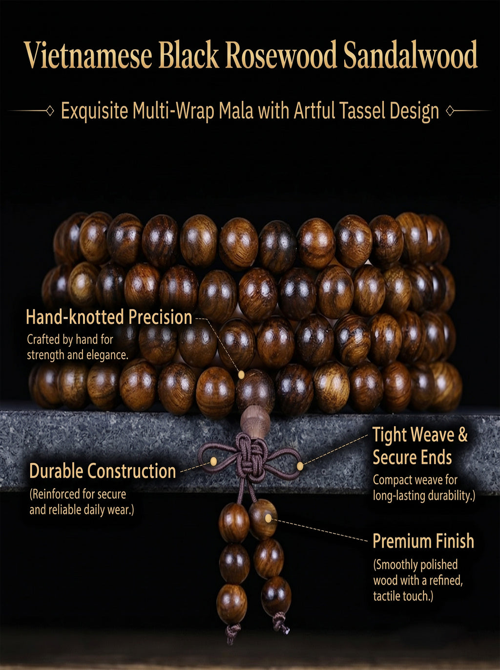 108 Mala Beads 'The Shadow Blossom' | SUBVIBE