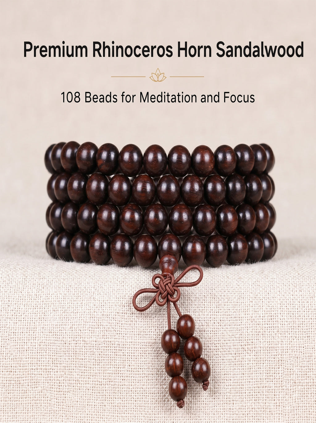 Ultra-Dense Rhinoceros-Horn Sandalwood 108 Mala | SUBVIBE