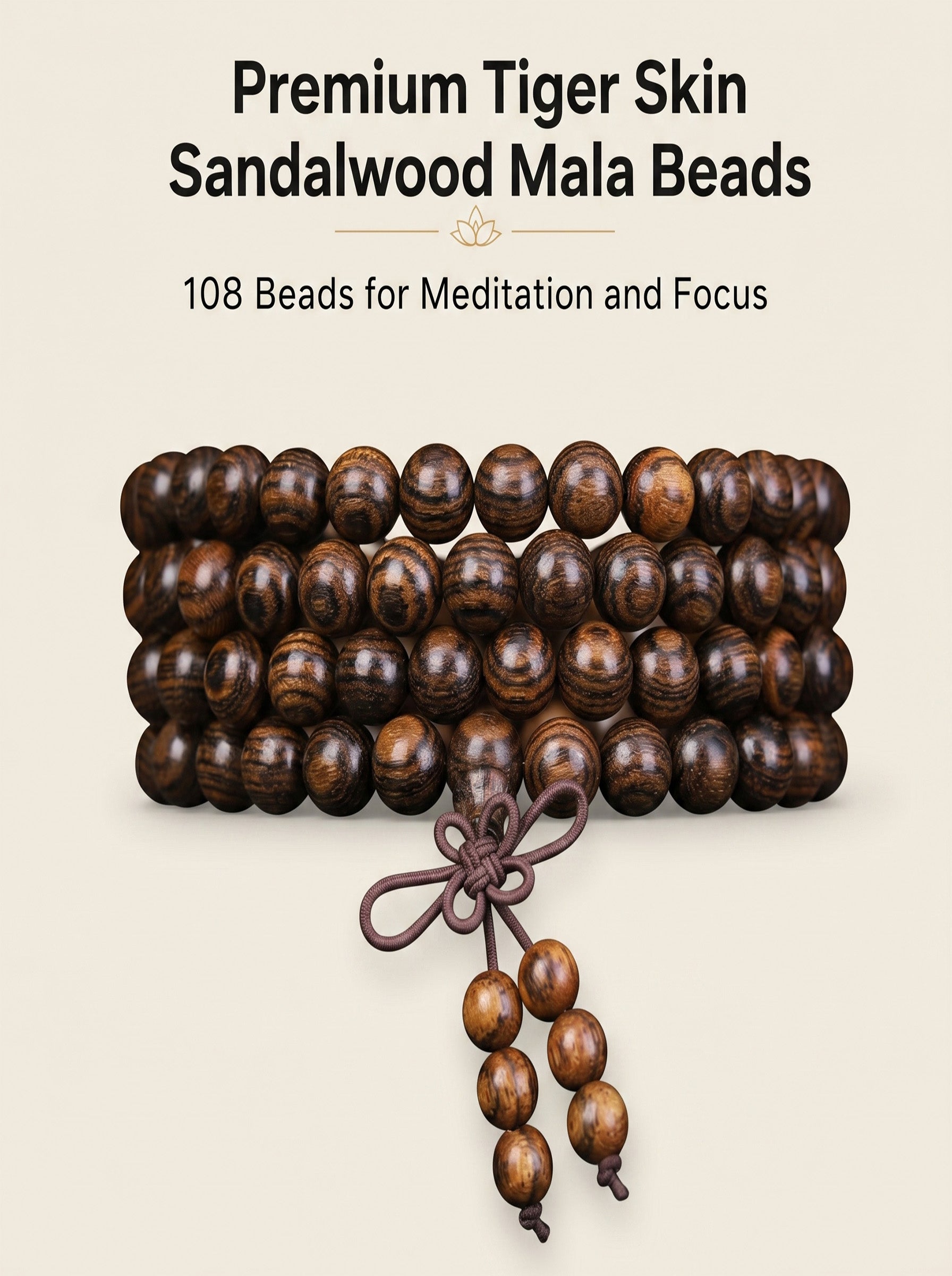 Bold Tiger-Skin Pattern 108 Mala Beads | SUBVIBE