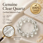 Premium Clear Quartz Beaded Bracelet | Hand-Polished Natural Gemstone Jewelry for Mindfulness & Balance