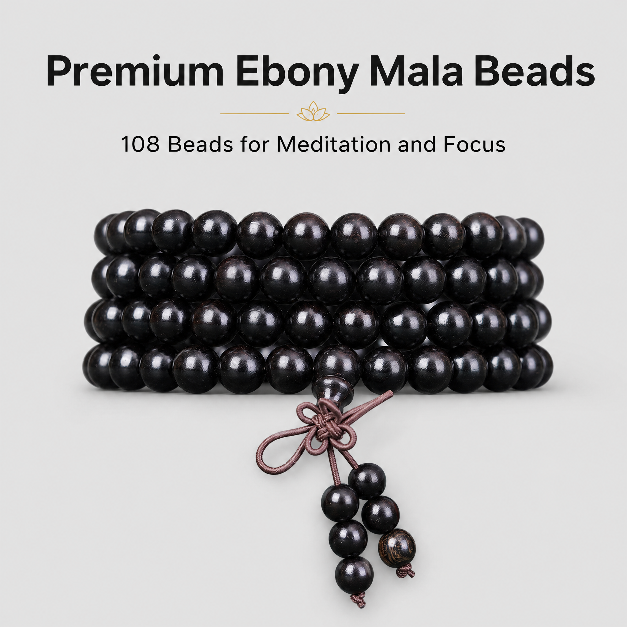 Natural African Ebony 108 Mala Beads Traditional Chinese Prayer Necklace (Artisanal Zen Edition)
