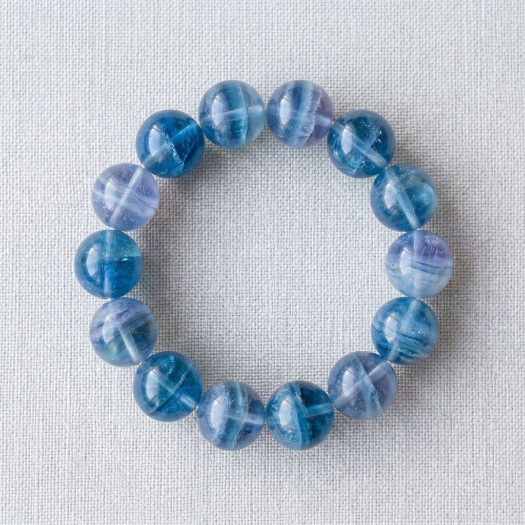Premium Blue Fluorite Beaded Bracelet | Hand-Polished Natural Gemstone Jewelry for Clarity & Focus