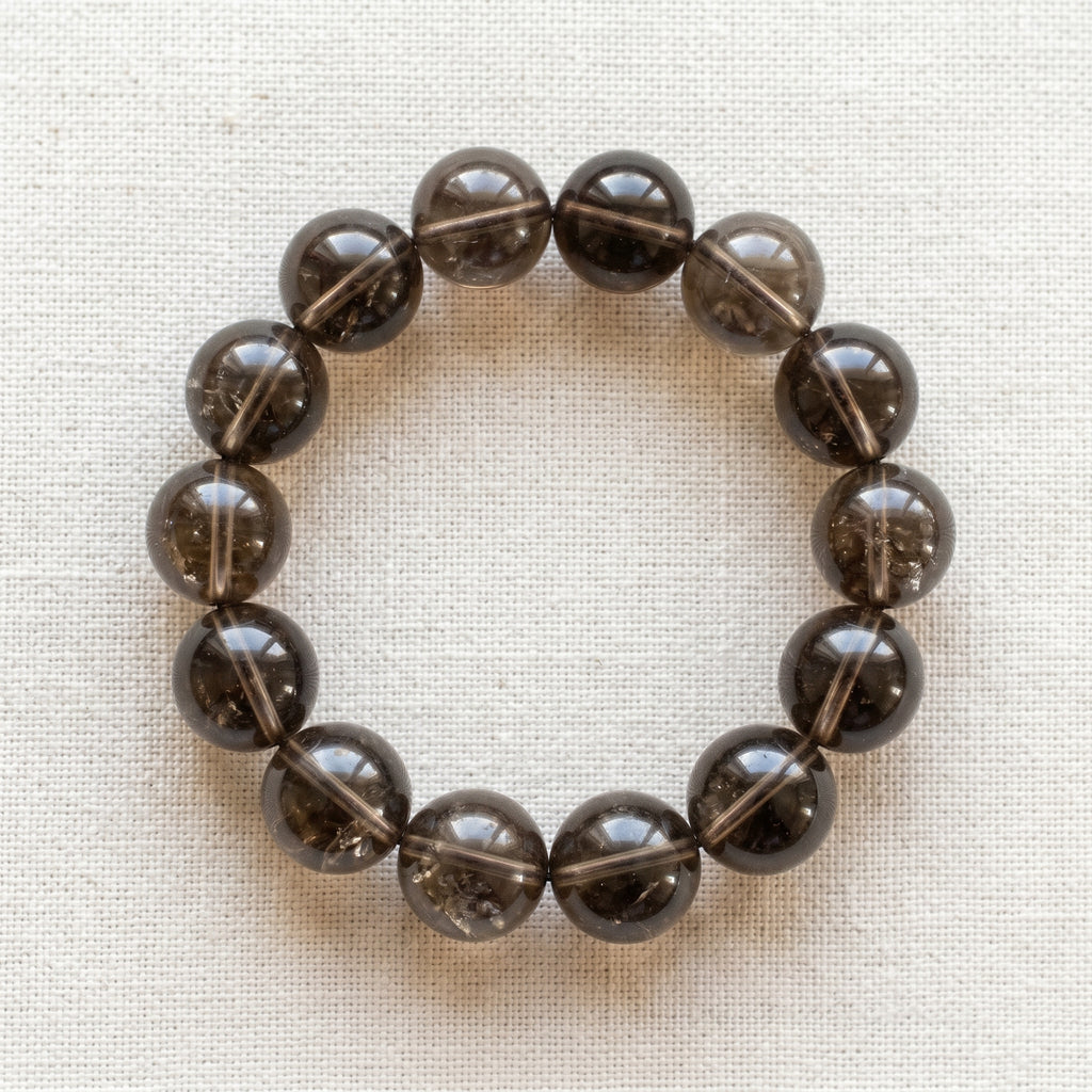 Premium Smoky Quartz Beaded Bracelet | Hand-Polished Natural Gemstone Jewelry for Mindfulness & Clarity
