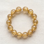 Premium Golden Rutilated Quartz Beaded Bracelet | Hand-Polished Natural Gemstone Jewelry for Abundance & Success
