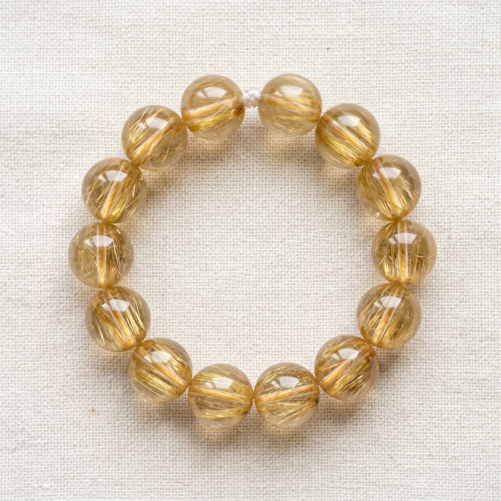 Premium Golden Rutilated Quartz Beaded Bracelet | Hand-Polished Natural Gemstone Jewelry for Abundance & Success