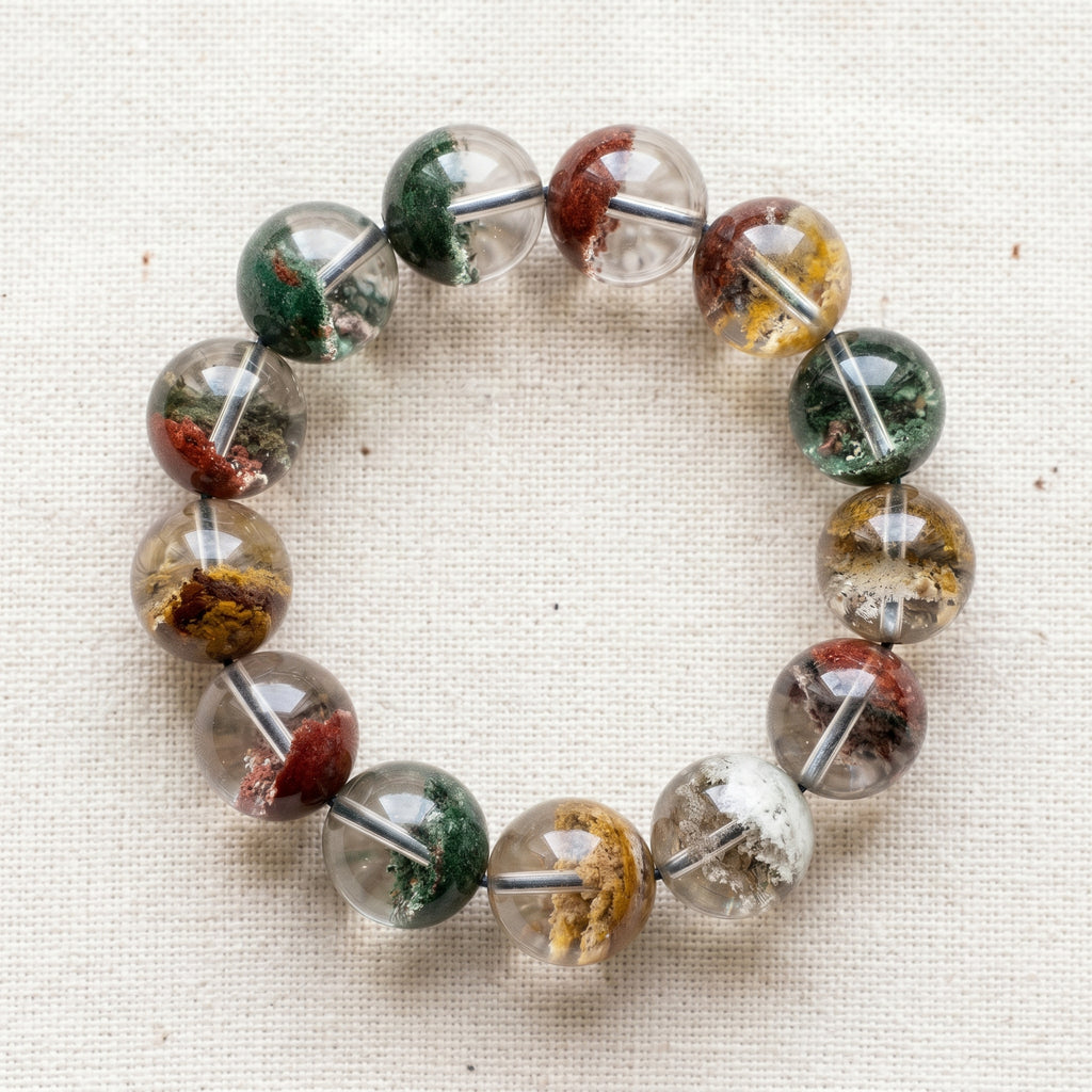 Authentic Scenic Phantom Quartz Bracelet | The "Stone of Nature" | Unique Landscape Mineral Jewelry