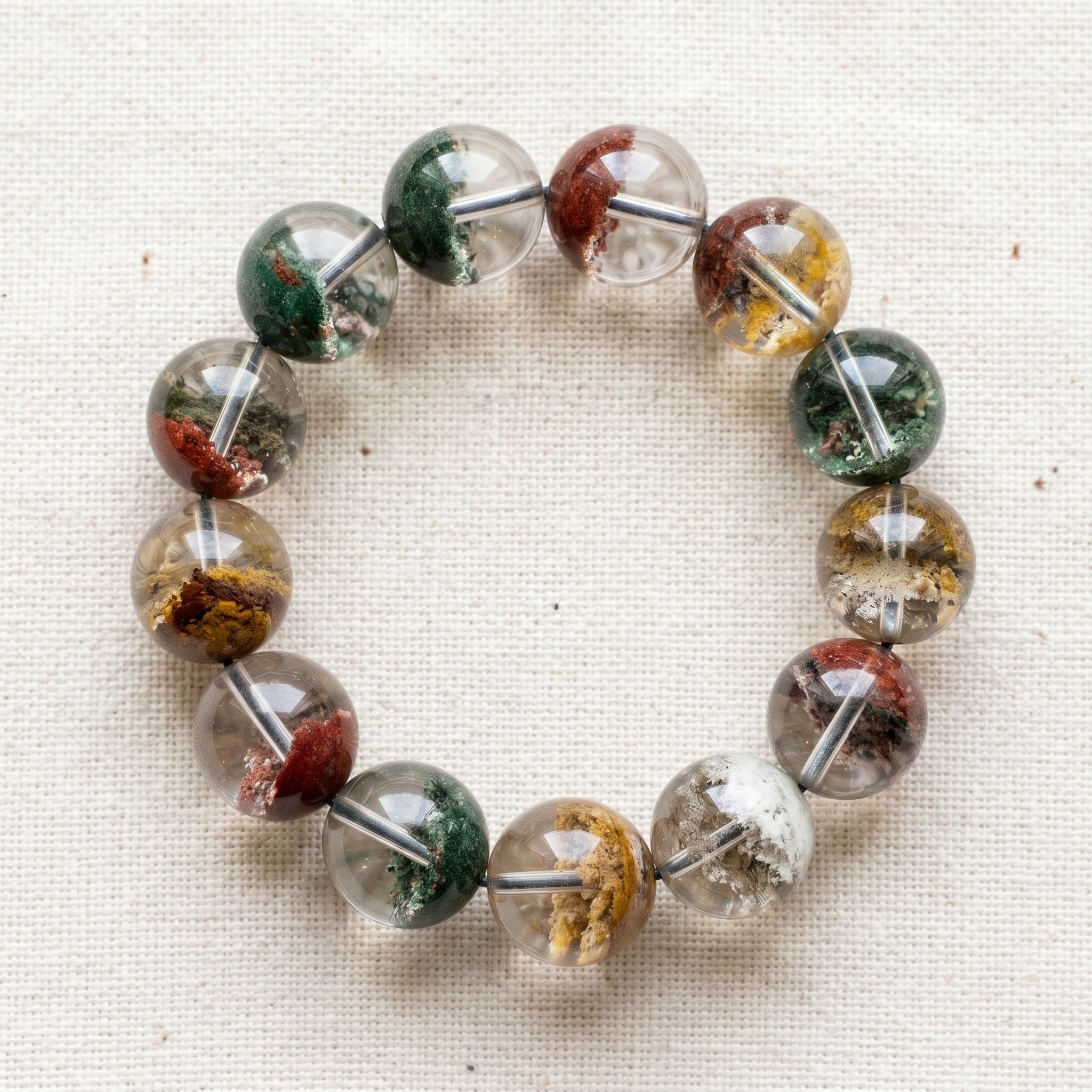 Authentic Scenic Phantom Quartz Bracelet | The "Stone of Nature" | Unique Landscape Mineral Jewelry