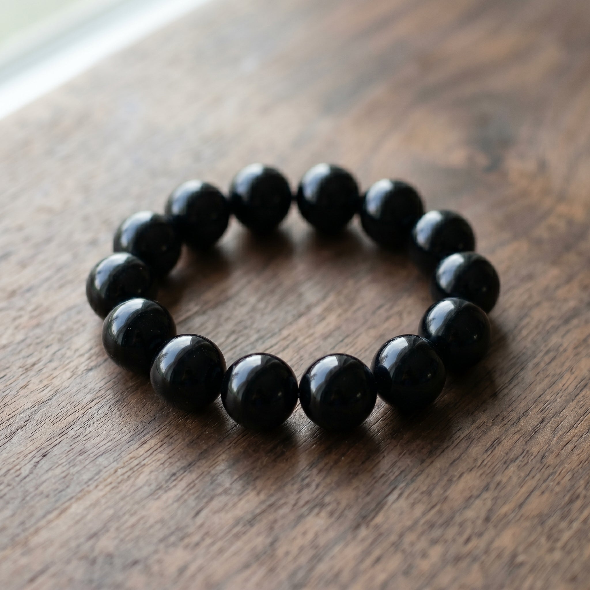 Premium Black Obsidian Beaded Bracelet | Hand-Polished Natural Gemstone Jewelry for Energy Cleansing